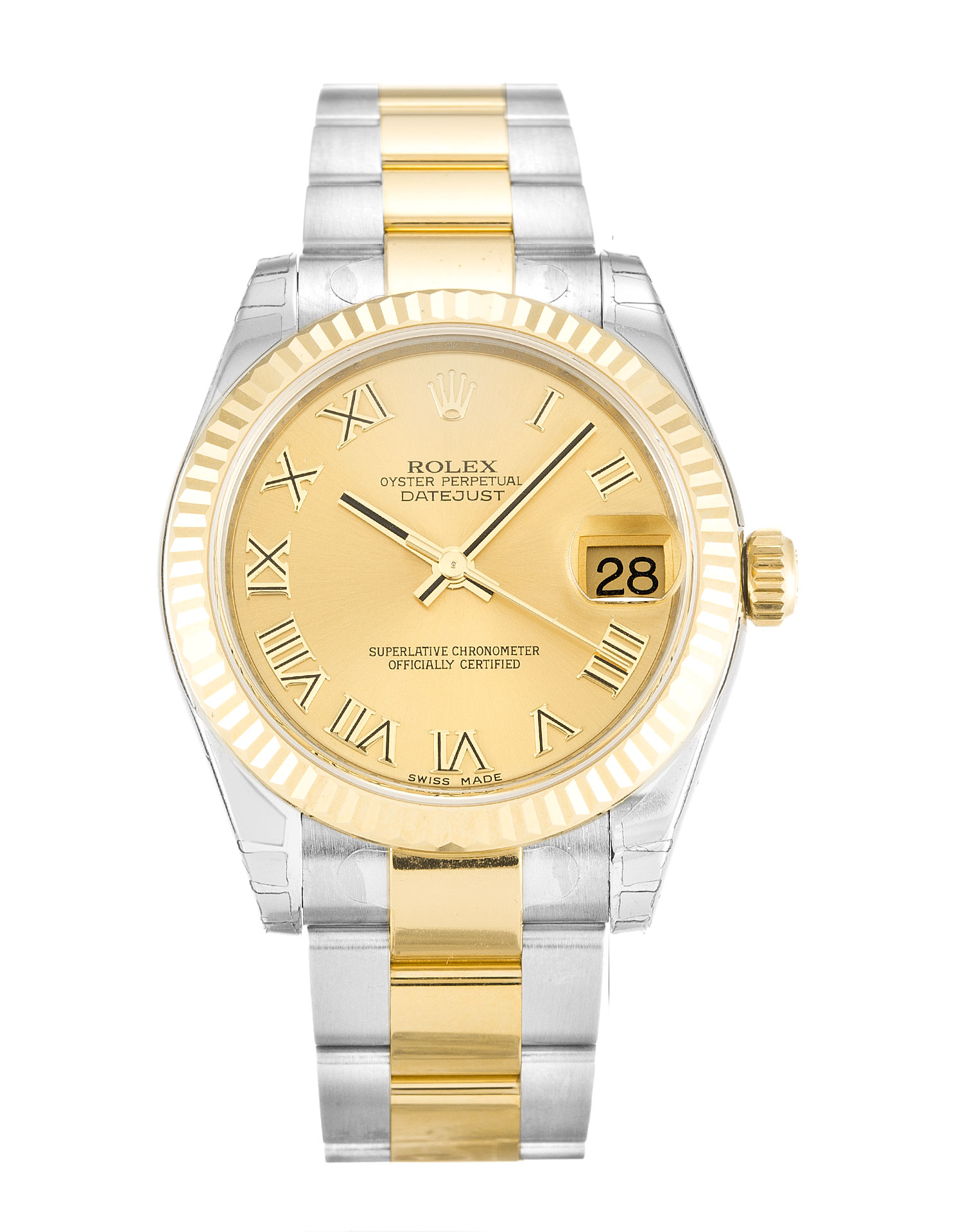 - ROLEX DATEJUST LADY 178273 - AUTOMATIC - CHAMPAGNE ROMAN NUMERAL DIAL - STEEL & YELLOW GOLD