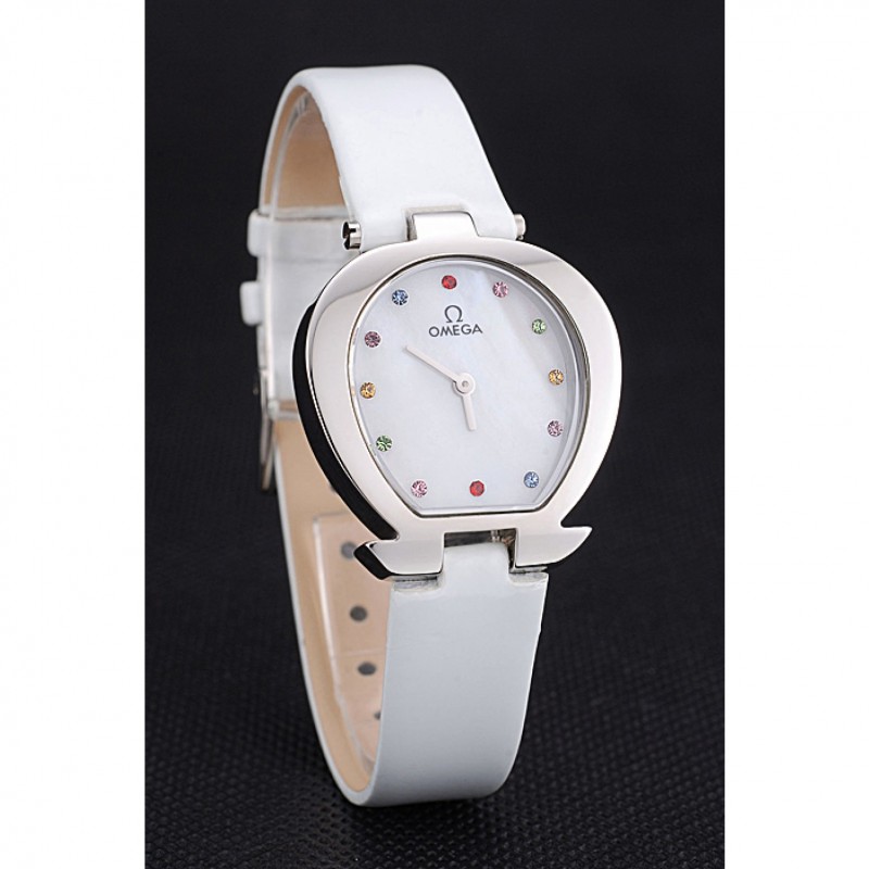 Omega Deville 622817 Replica Watch, Quartz, White Dial, Stainless Steel, Leather Strap