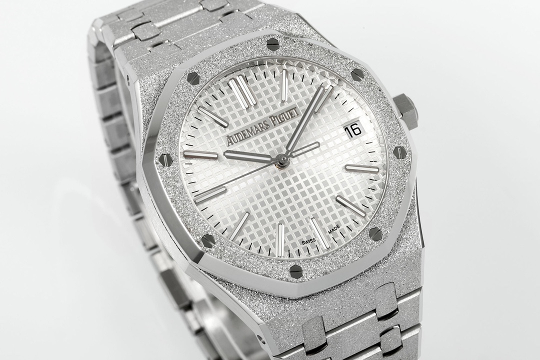 Royal Oak 15510 41mm Frosted SS/SS White Textured Dial APSF A4302 Super Clone