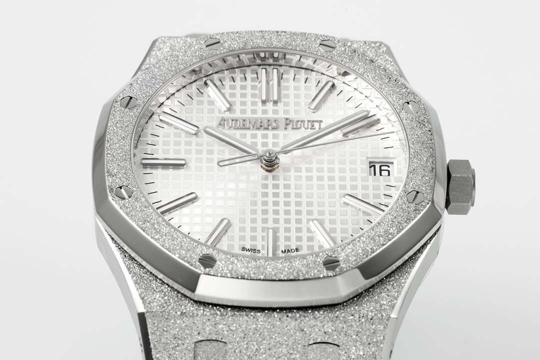 Royal Oak 15510 41mm Frosted SS/SS White Textured Dial APSF A4302 Super Clone