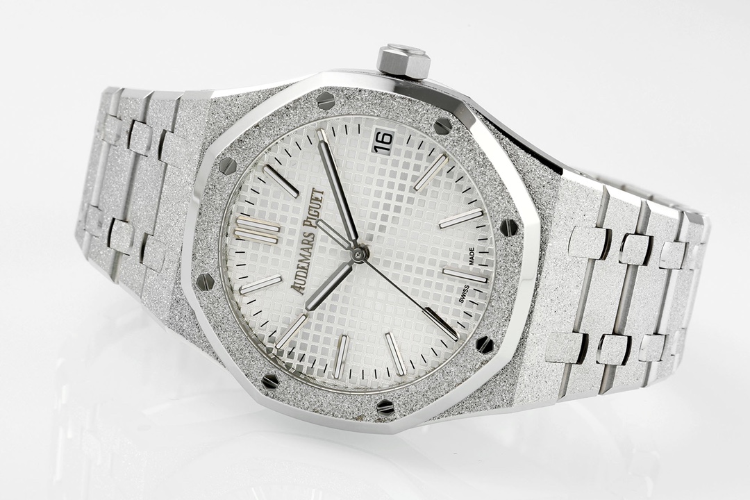 Royal Oak 15510 41mm Frosted SS/SS White Textured Dial APSF A4302 Super Clone