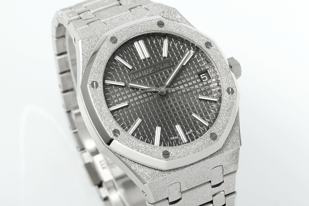 Royal Oak 15510 41mm Frosted SS/SS Grey Textured Dial APSF A4302 Super Clone
