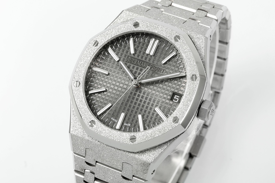 Royal Oak 15510 41mm Frosted SS/SS Grey Textured Dial APSF A4302 Super Clone