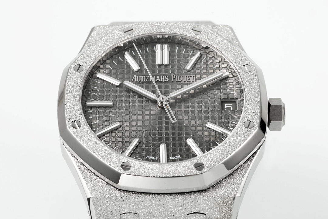 Royal Oak 15510 41mm Frosted SS/SS Grey Textured Dial APSF A4302 Super Clone