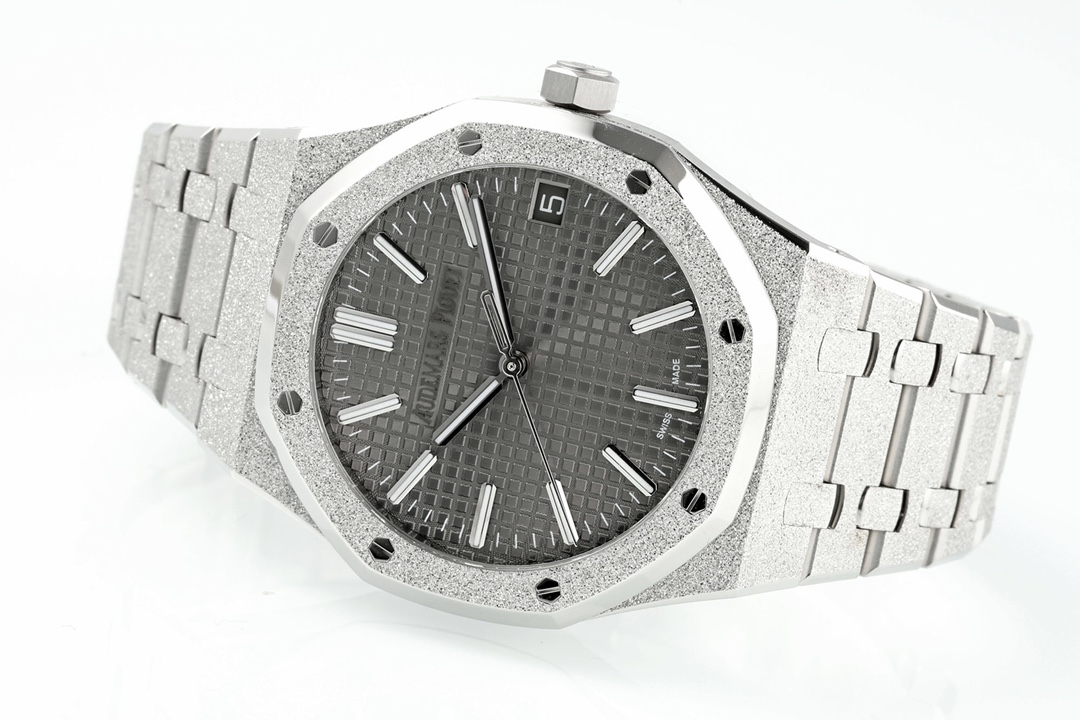 Royal Oak 15510 41mm Frosted SS/SS Grey Textured Dial APSF A4302 Super Clone