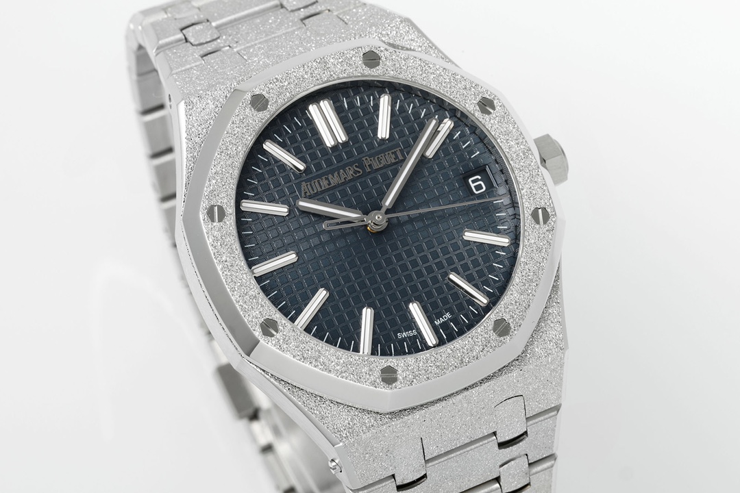 Royal Oak 15510 41mm Frosted SS/SS Blue Textured Dial APSF A4302 Super Clone