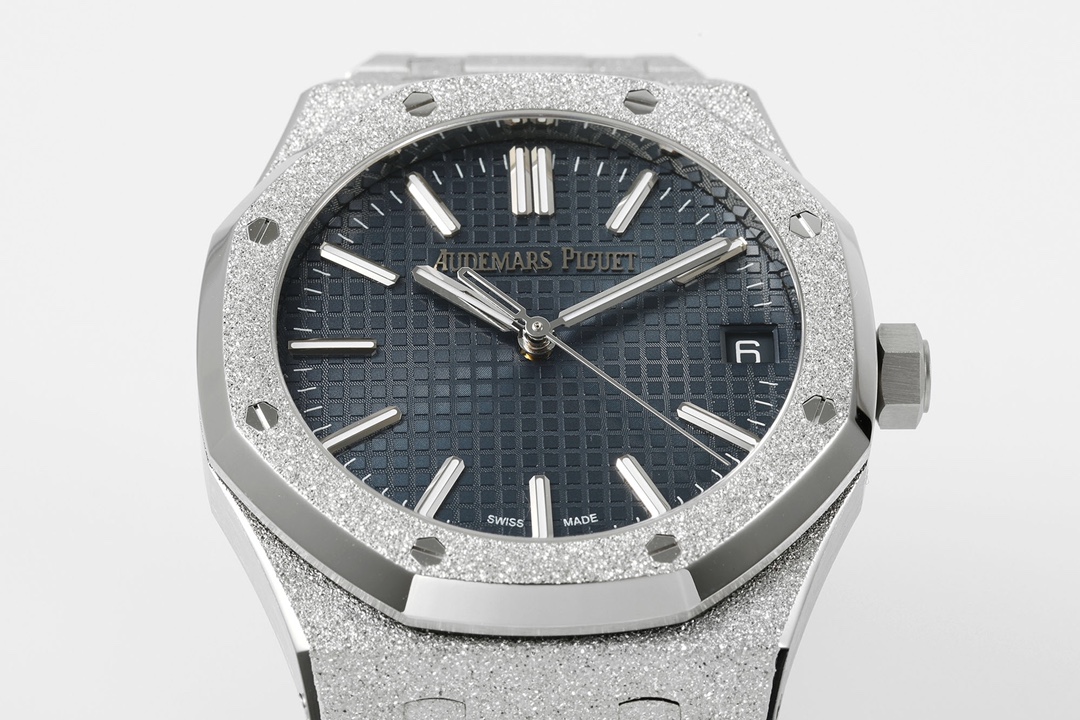 Royal Oak 15510 41mm Frosted SS/SS Blue Textured Dial APSF A4302 Super Clone