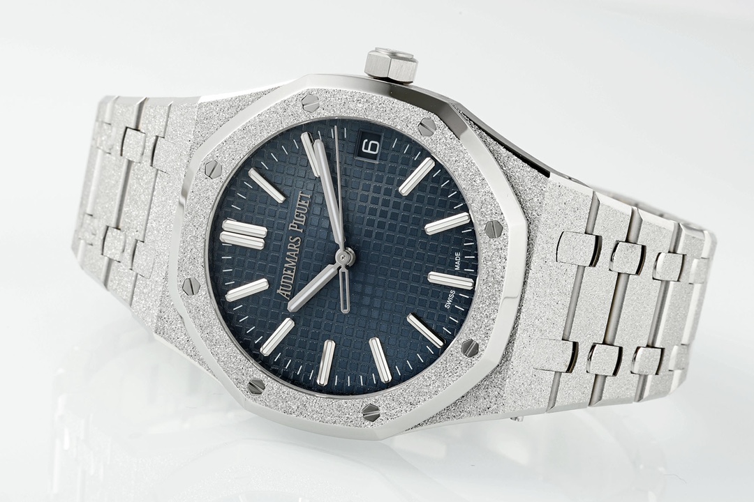 Royal Oak 15510 41mm Frosted SS/SS Blue Textured Dial APSF A4302 Super Clone