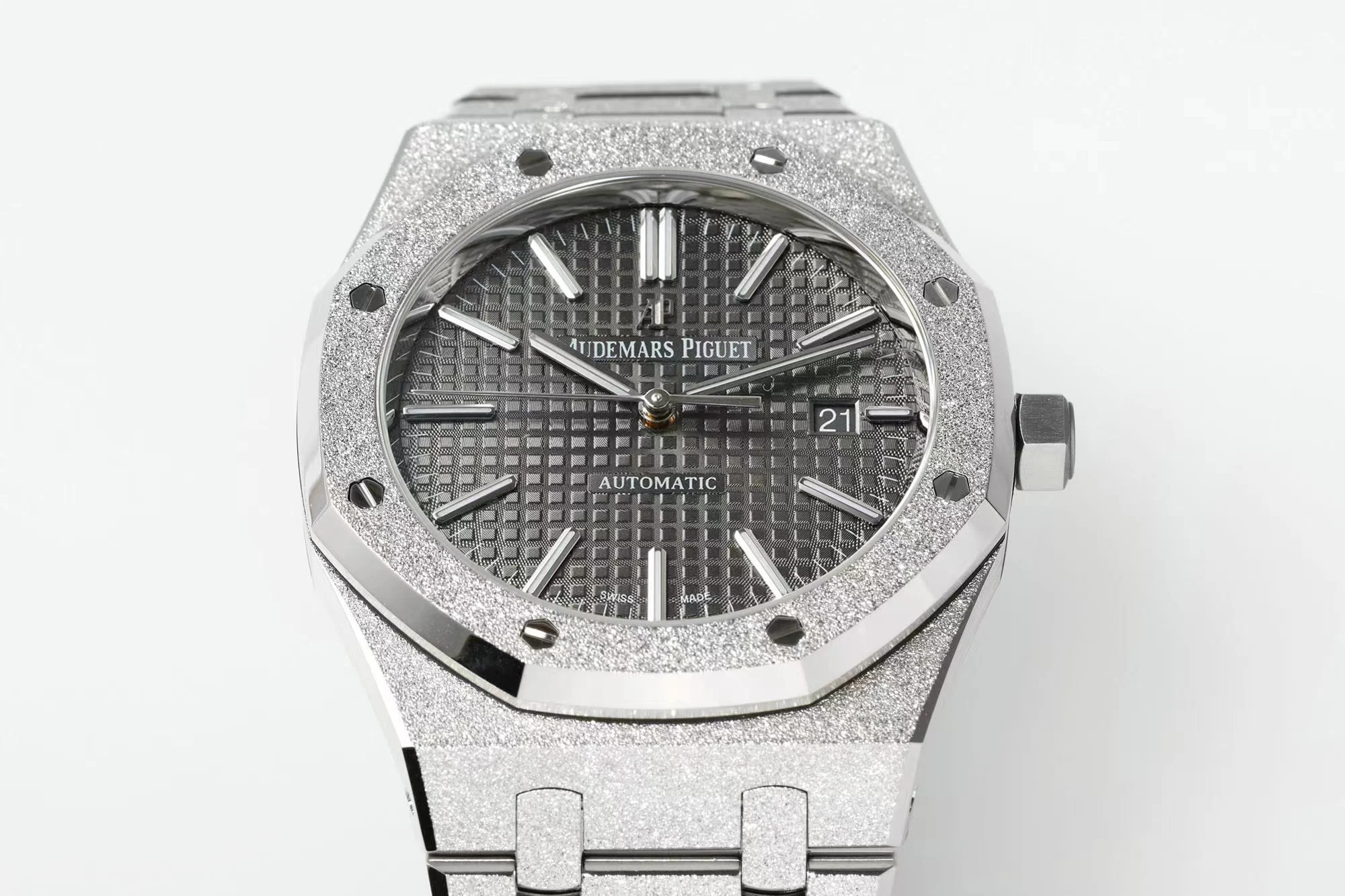 Royal Oak 15410 Frosted SS/SS Grey Textured Dial APSF SA3120 Super Clone