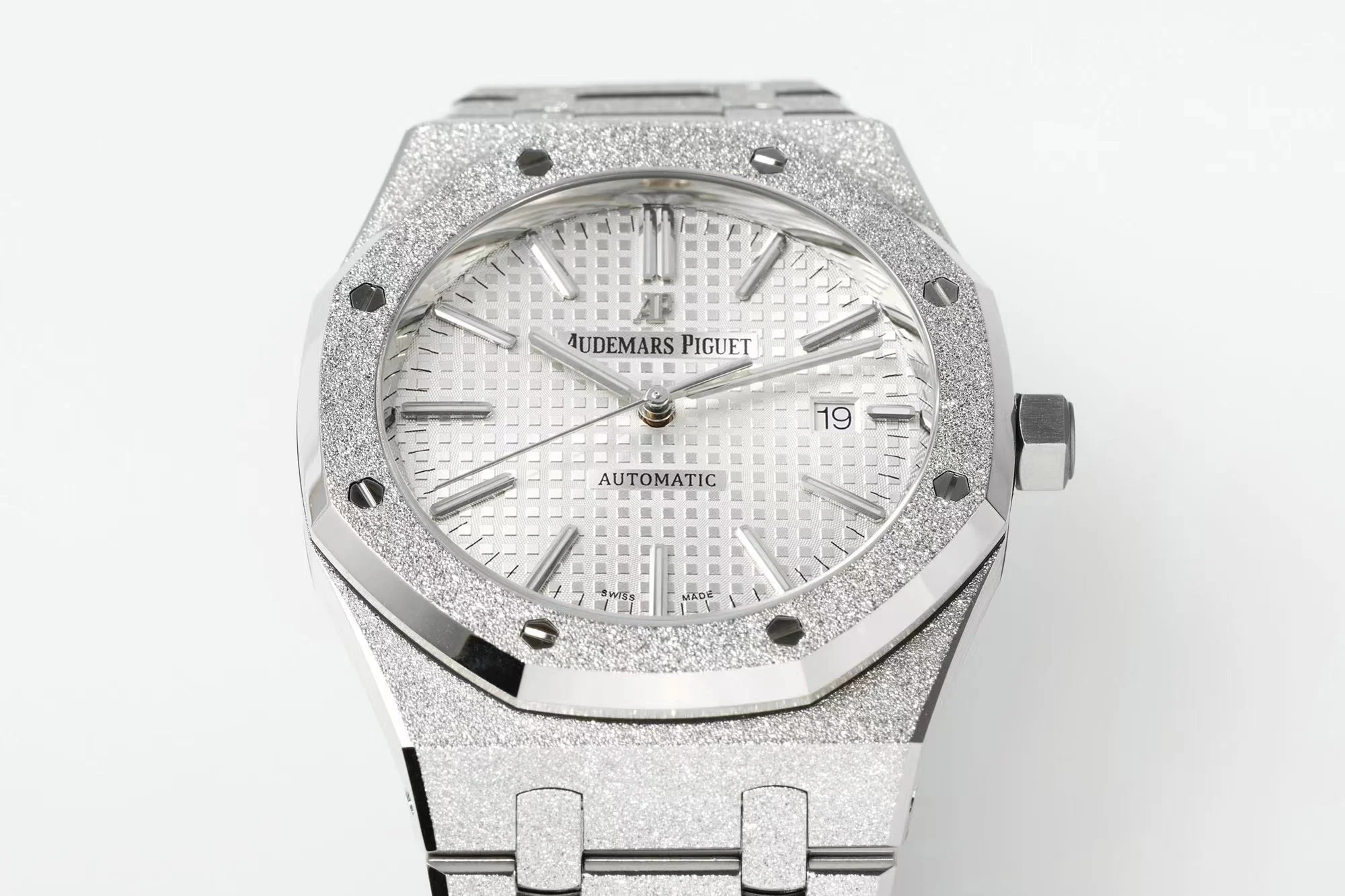 Royal Oak 15410 Frosted SS/SS White Textured Dial APSF SA3120 Super Clone