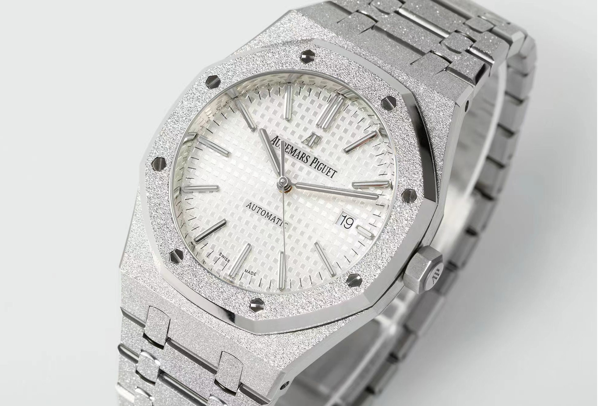 Royal Oak 15410 Frosted SS/SS White Textured Dial APSF SA3120 Super Clone