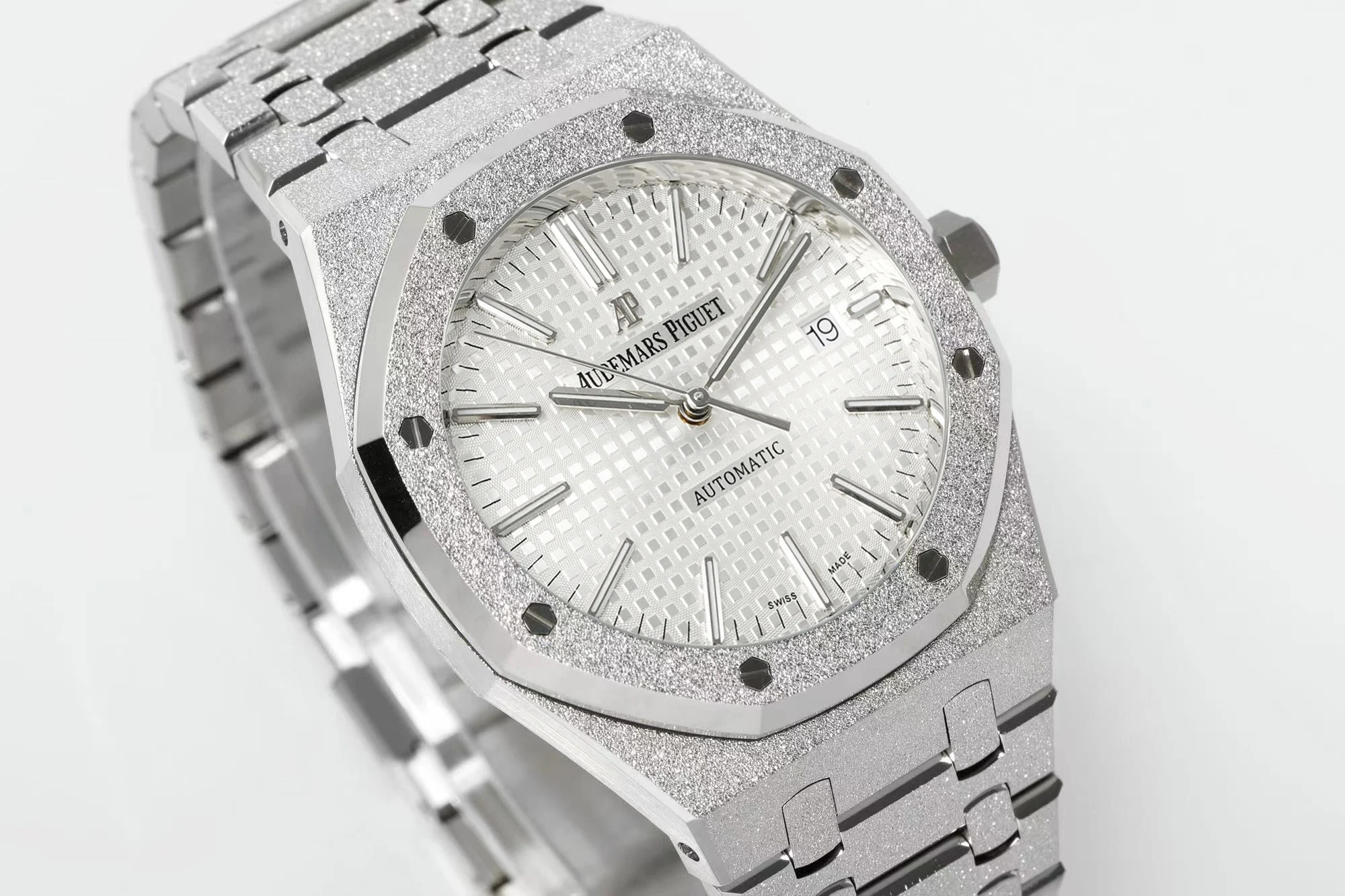 Royal Oak 15410 Frosted SS/SS White Textured Dial APSF SA3120 Super Clone