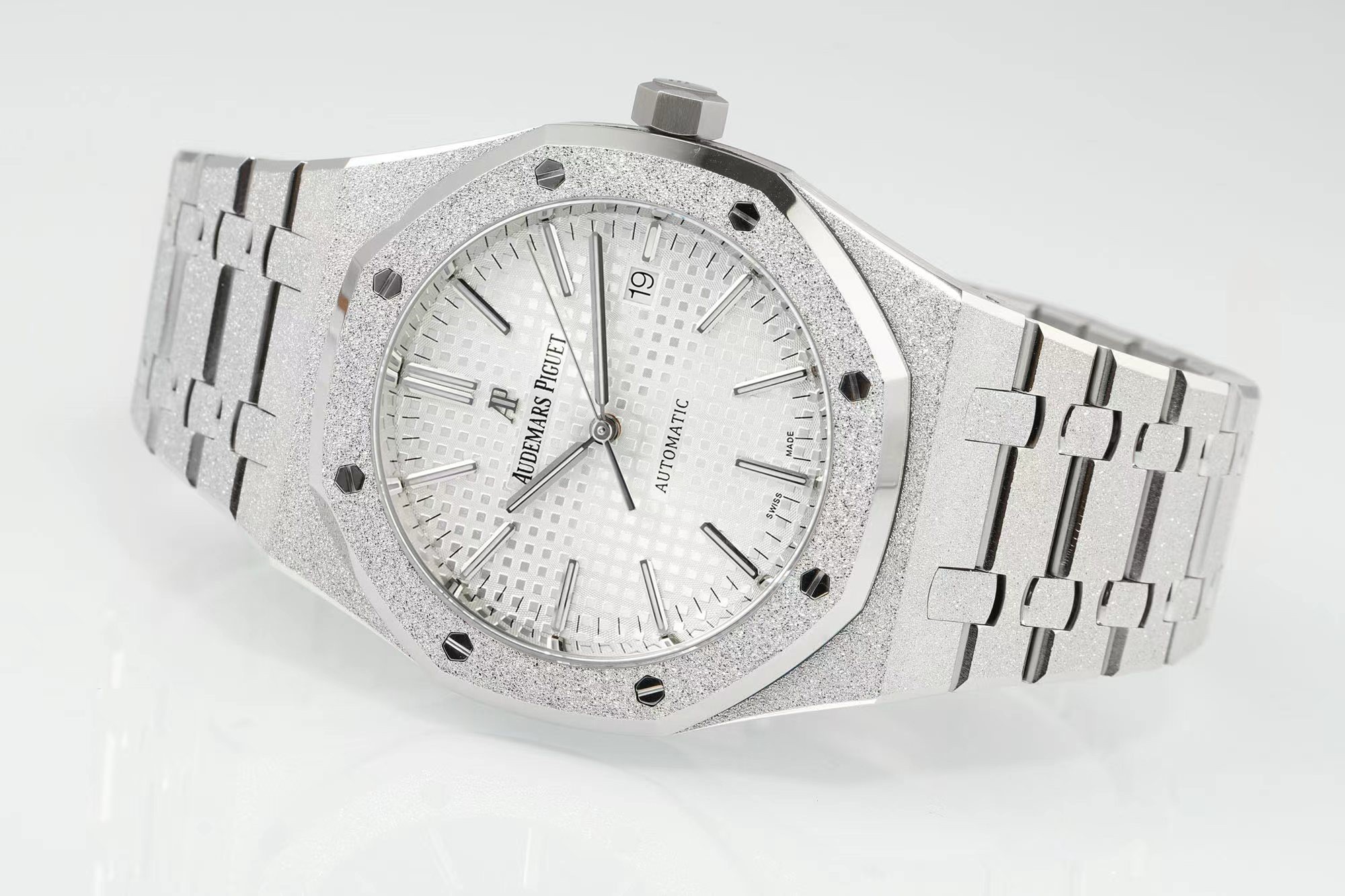 Royal Oak 15410 Frosted SS/SS White Textured Dial APSF SA3120 Super Clone