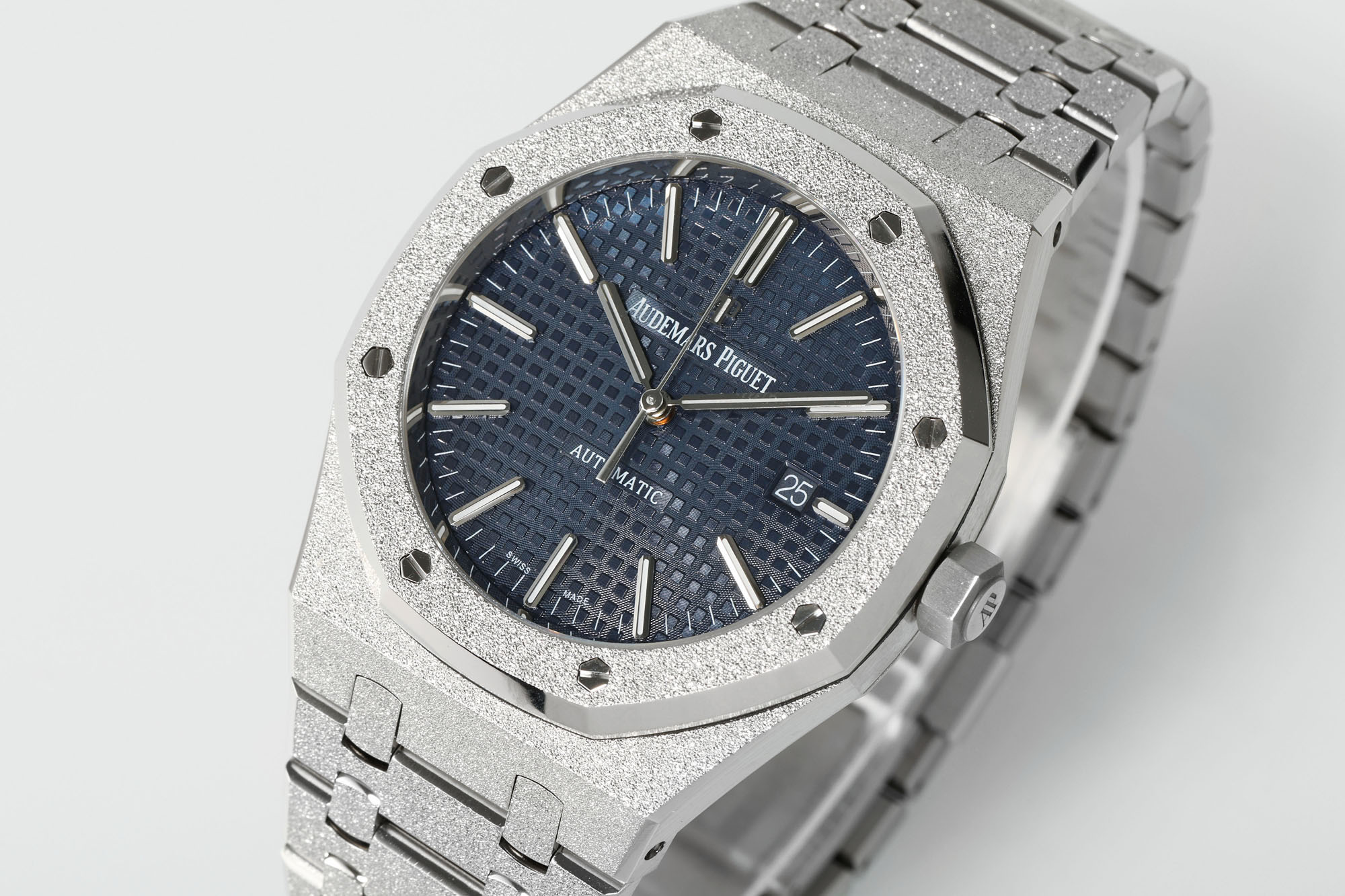 Royal Oak 15410 Frosted SS/SS Blue Textured Dial APSF SA3120 Super Clone