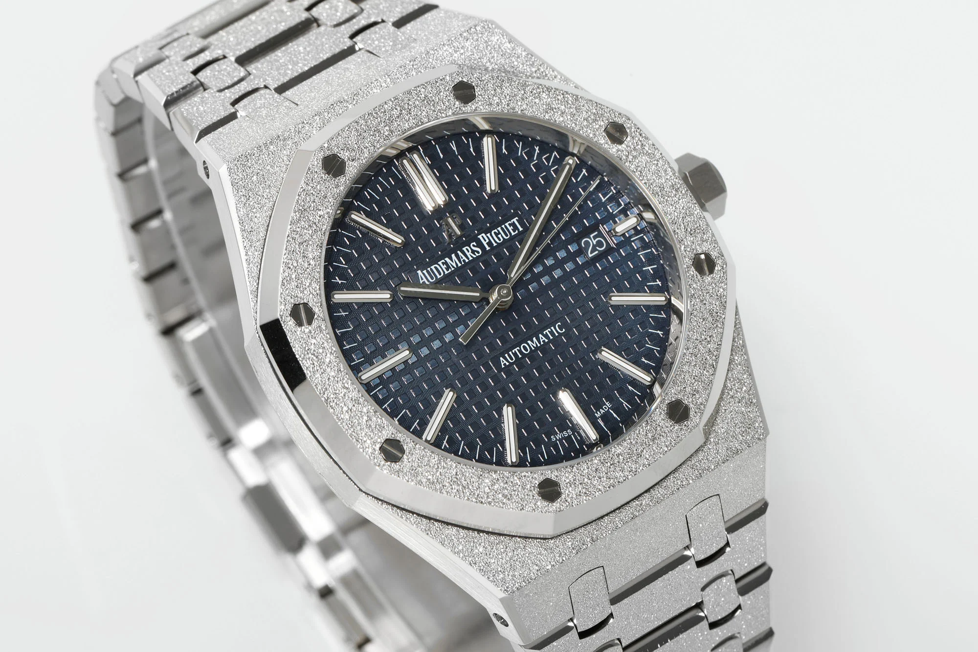 Royal Oak 15410 Frosted SS/SS Blue Textured Dial APSF SA3120 Super Clone