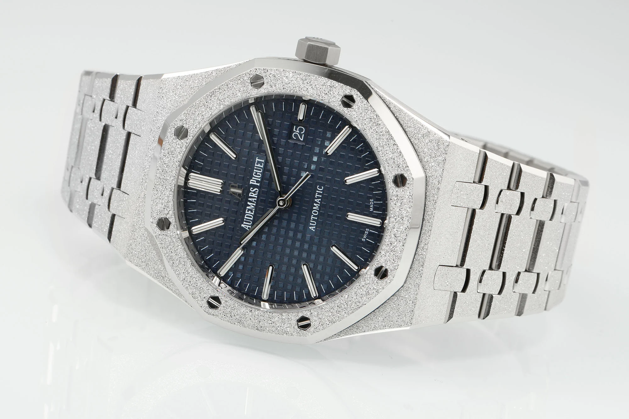 Royal Oak 15410 Frosted SS/SS Blue Textured Dial APSF SA3120 Super Clone