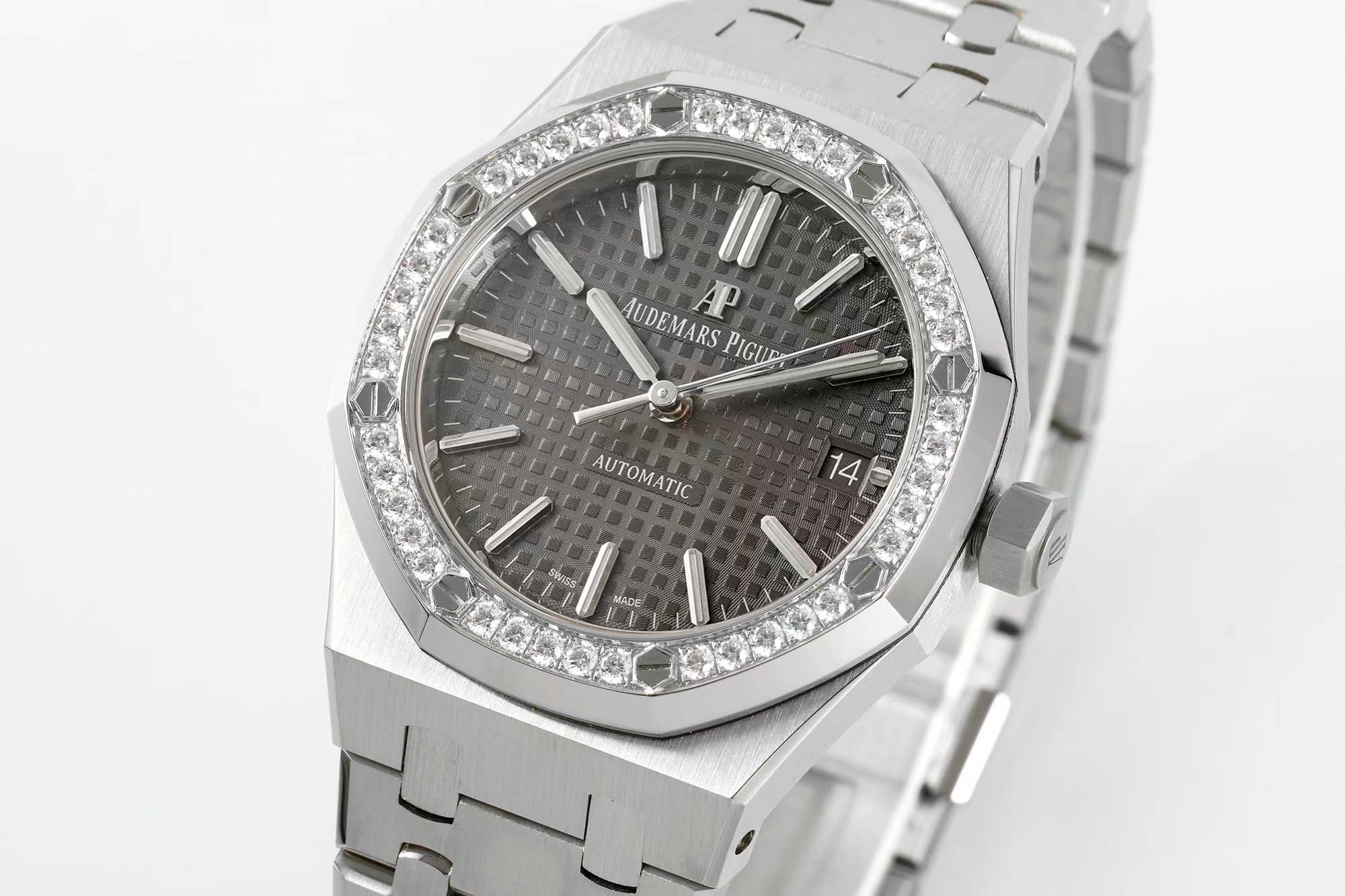 Royal Oak 37mm 15451 SS APSF 1:1 Best Edition Gray Textured Dial on SS Bracelet SA3120 Super Clone