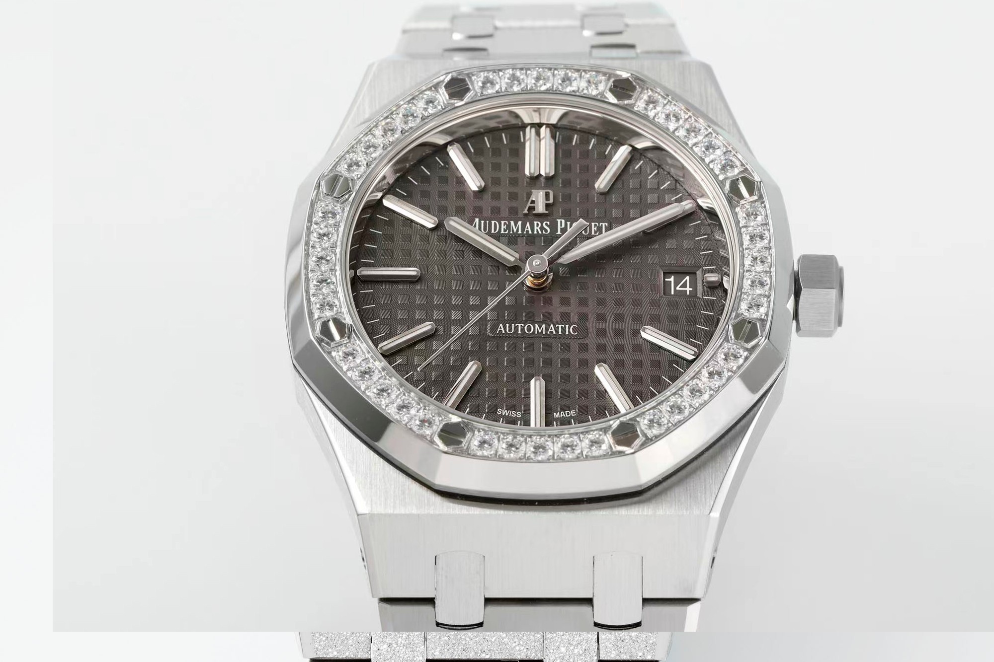 Royal Oak 37mm 15451 SS APSF 1:1 Best Edition Gray Textured Dial on SS Bracelet SA3120 Super Clone