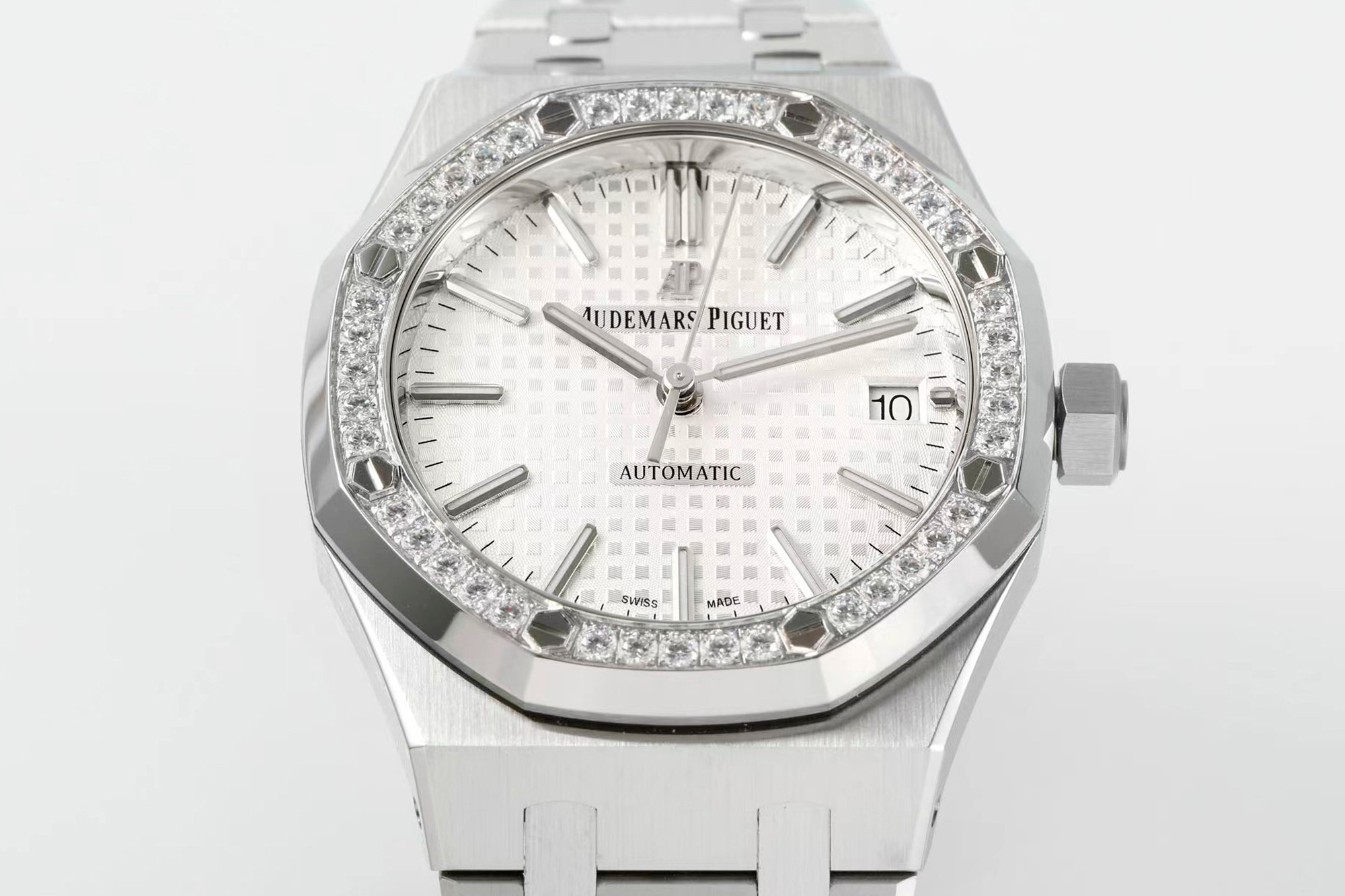 Royal Oak 37mm 15451 SS APSF 1:1 Best Edition White Textured Dial on SS Bracelet SA3120 Super Clone