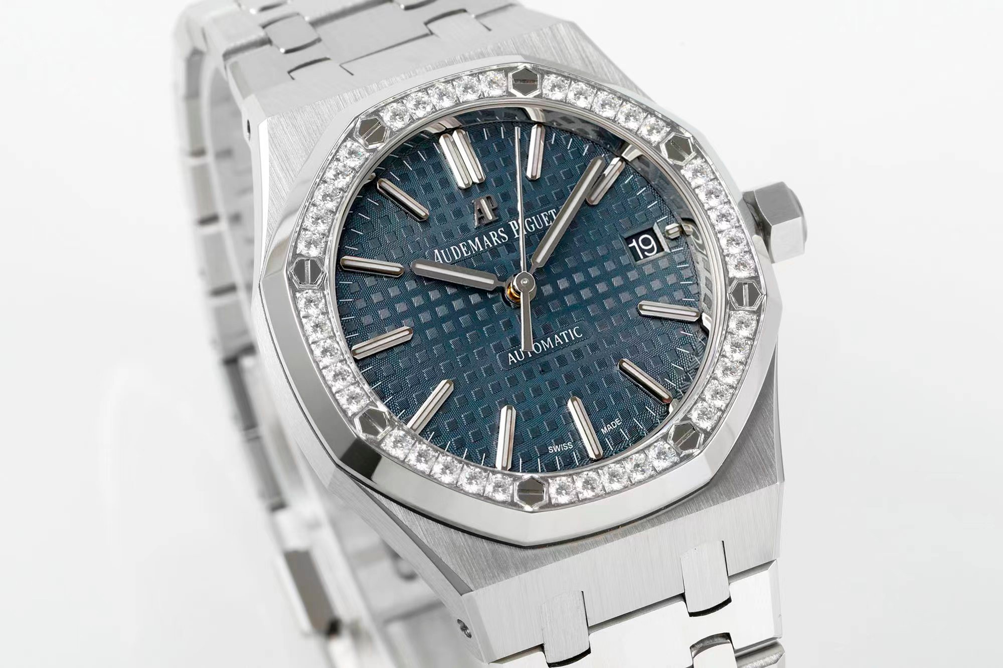 Royal Oak 37mm 15451 SS APSF 1:1 Best Edition Blue Textured Dial on SS Bracelet SA3120 Super Clone