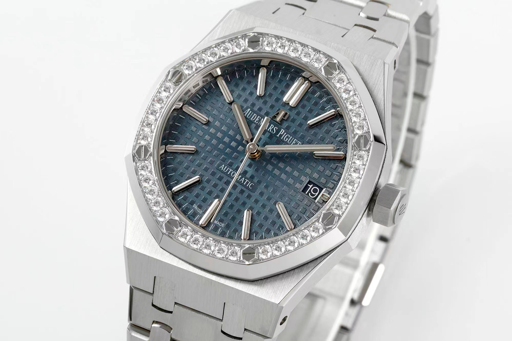 Royal Oak 37mm 15451 SS APSF 1:1 Best Edition Blue Textured Dial on SS Bracelet SA3120 Super Clone
