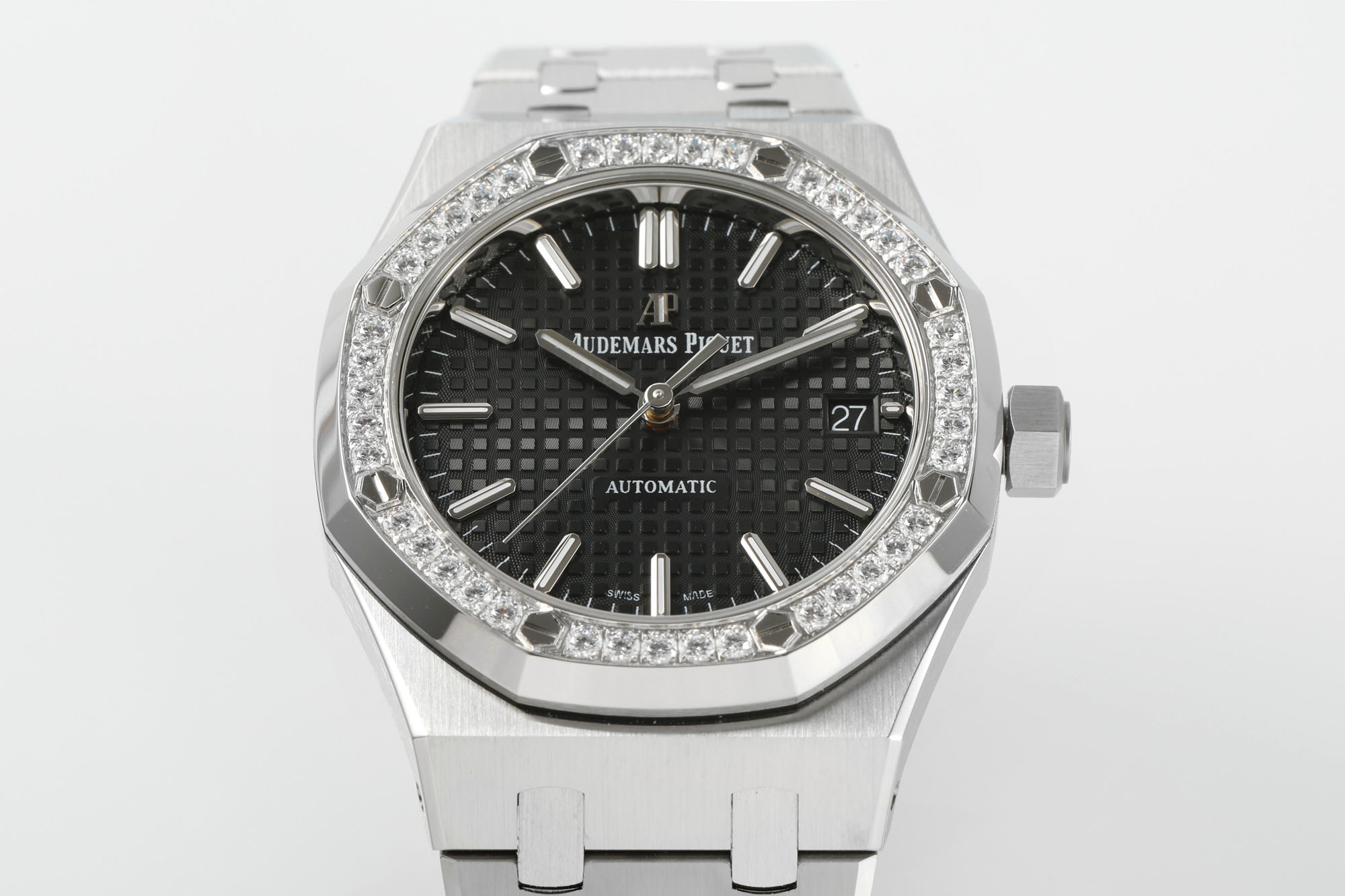 Royal Oak 37mm 15451 SS APSF 1:1 Best Edition Black Textured Dial on SS Bracelet SA3120 Super Clone