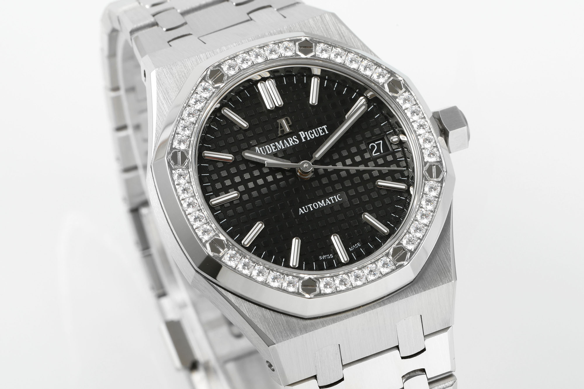 Royal Oak 37mm 15451 SS APSF 1:1 Best Edition Black Textured Dial on SS Bracelet SA3120 Super Clone