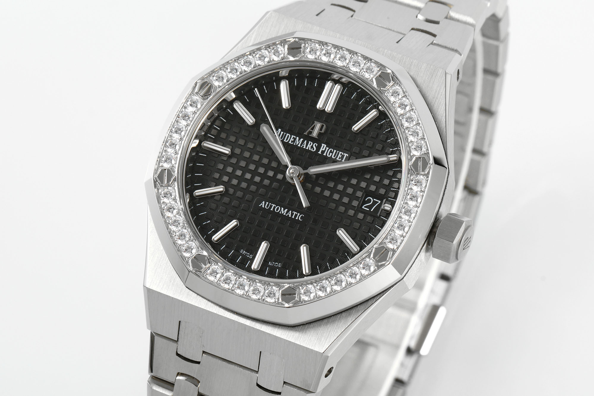 Royal Oak 37mm 15451 SS APSF 1:1 Best Edition Black Textured Dial on SS Bracelet SA3120 Super Clone