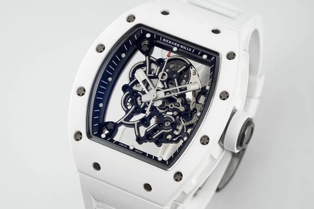 RM055 APSF White Cer/RU Skeleton Dial On White Rubber Strap?