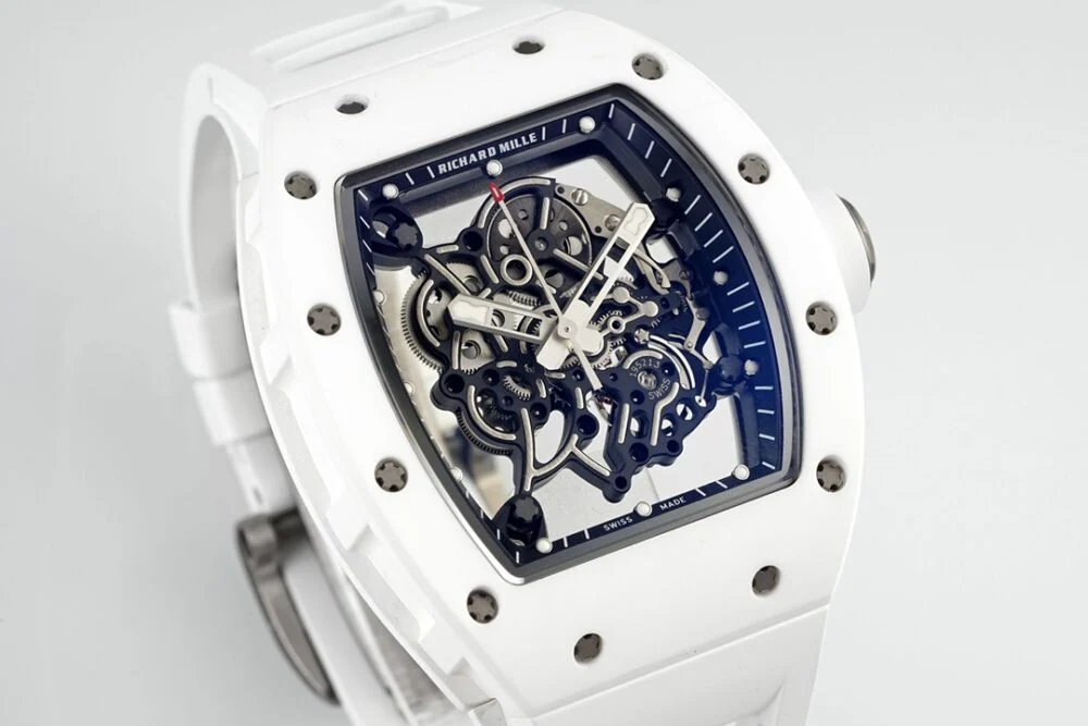 RM055 APSF White Cer/RU Skeleton Dial On White Rubber Strap?