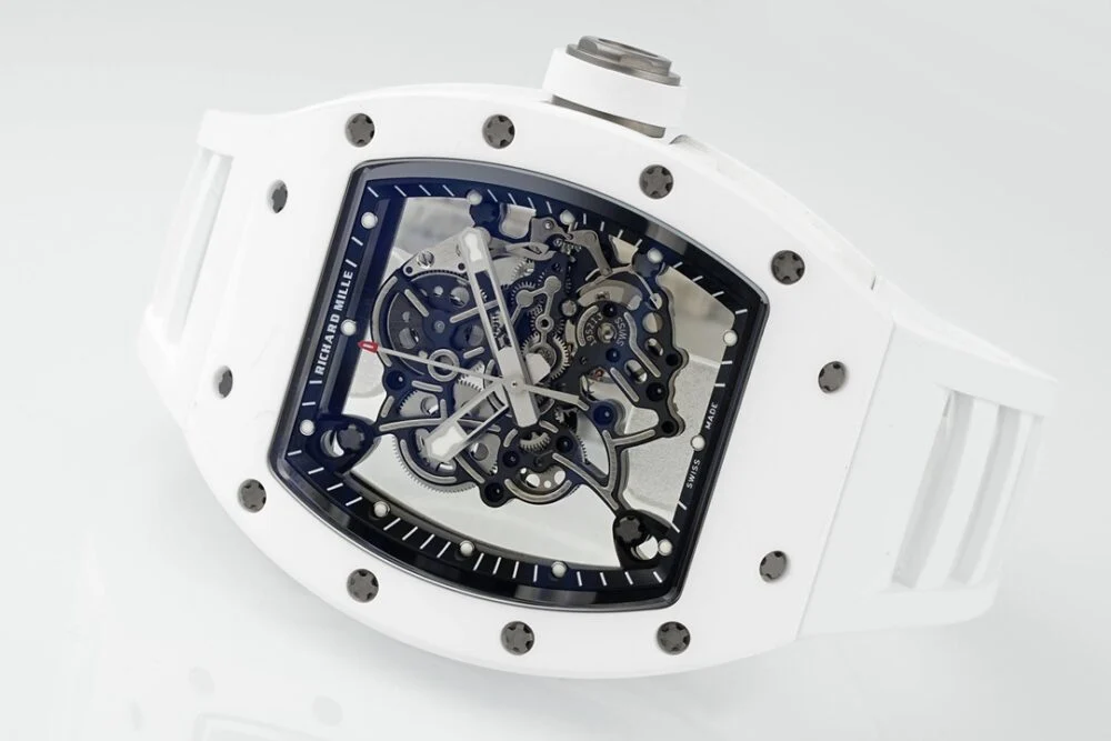 RM055 APSF White Cer/RU Skeleton Dial On White Rubber Strap?