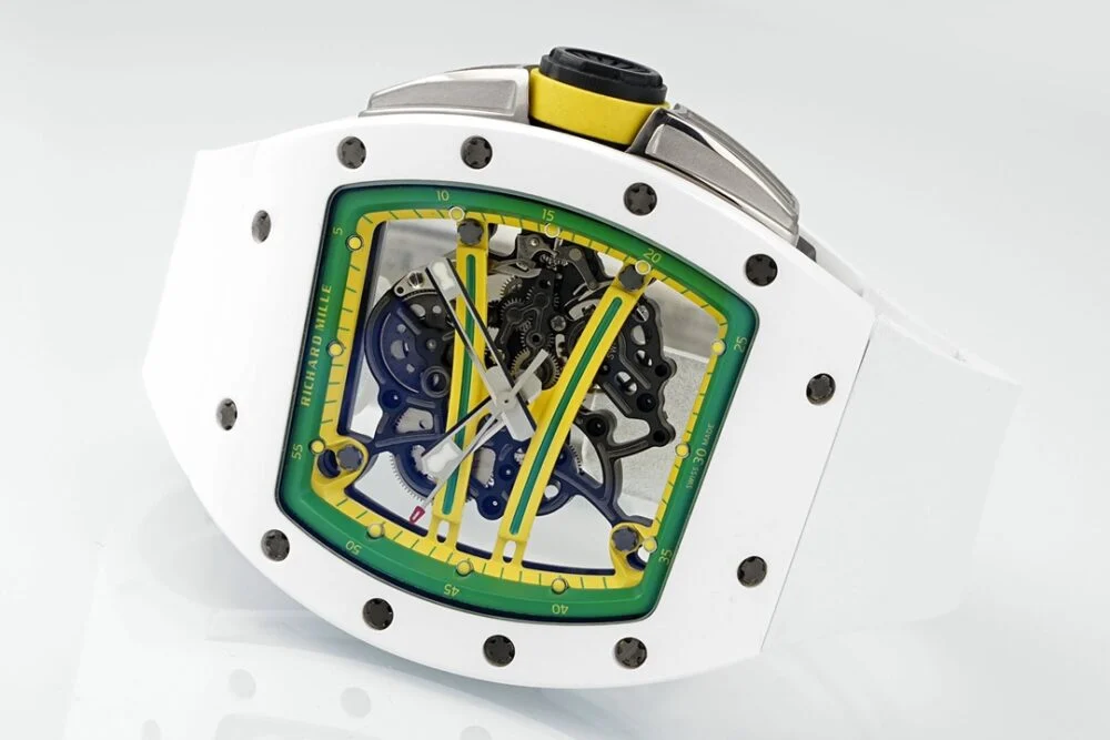 RM61-01 APSF White Ceramic/RU Skeleton Dial on White Rubber Strap?
