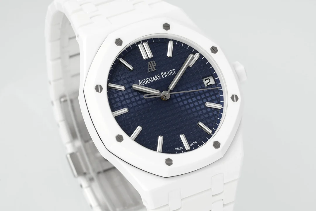 Royal Oak 41mm 15500 White Ceramic/Cer Blue Dial