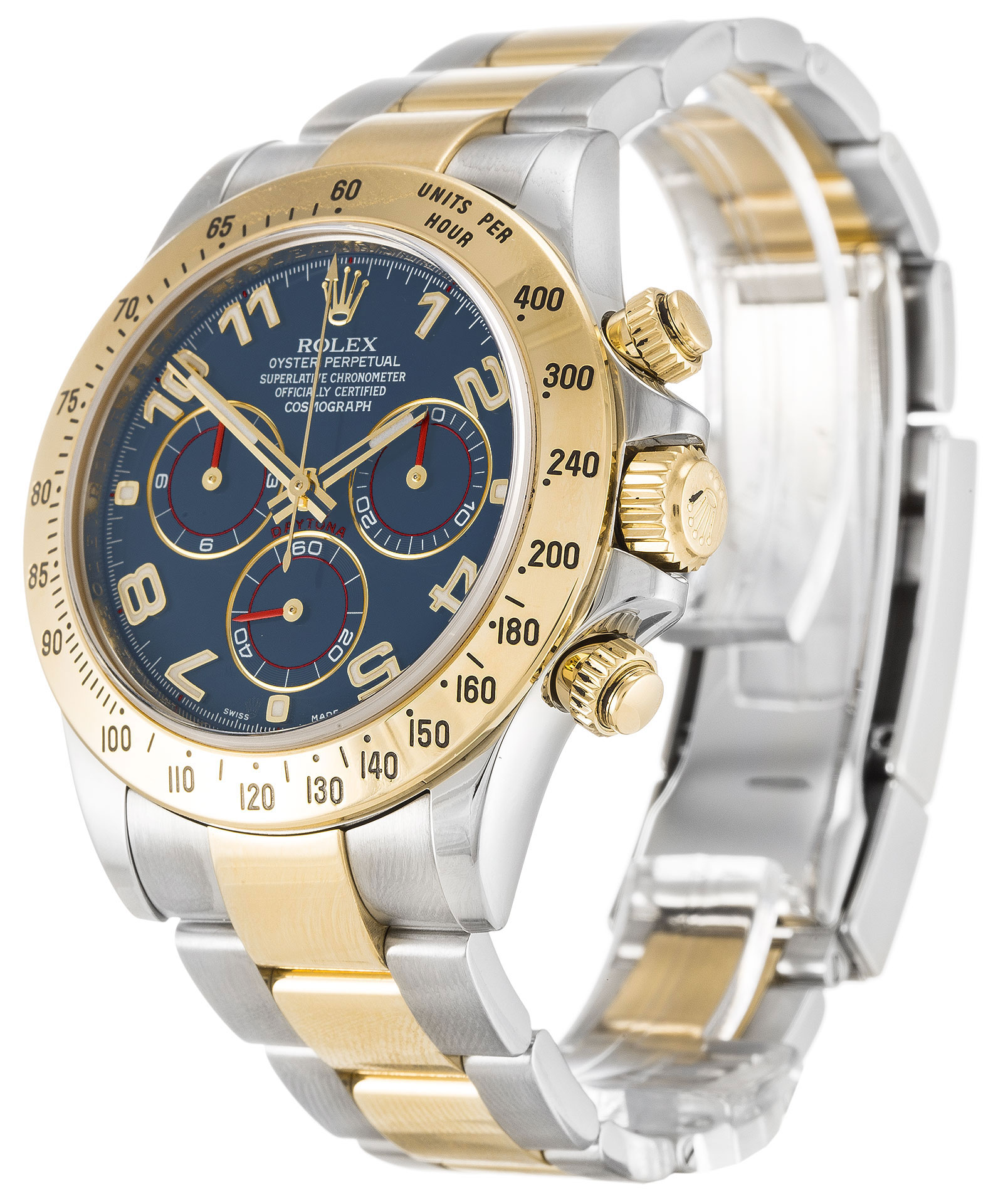 Rolex Daytona 116523-40 MM Replica Watch, Automatic Movement, Steel & Yellow Gold Case, Blue Arabic