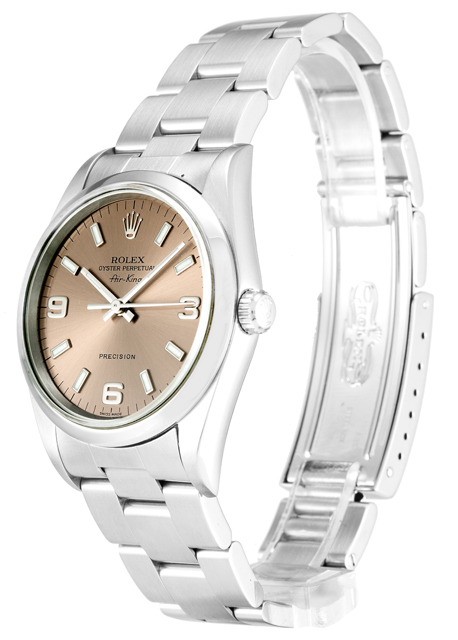 Rolex Air-King 14000 Replica Watch, Automatic Movement, 34mm Steel Case, Salmon Quarter Arabic Dial