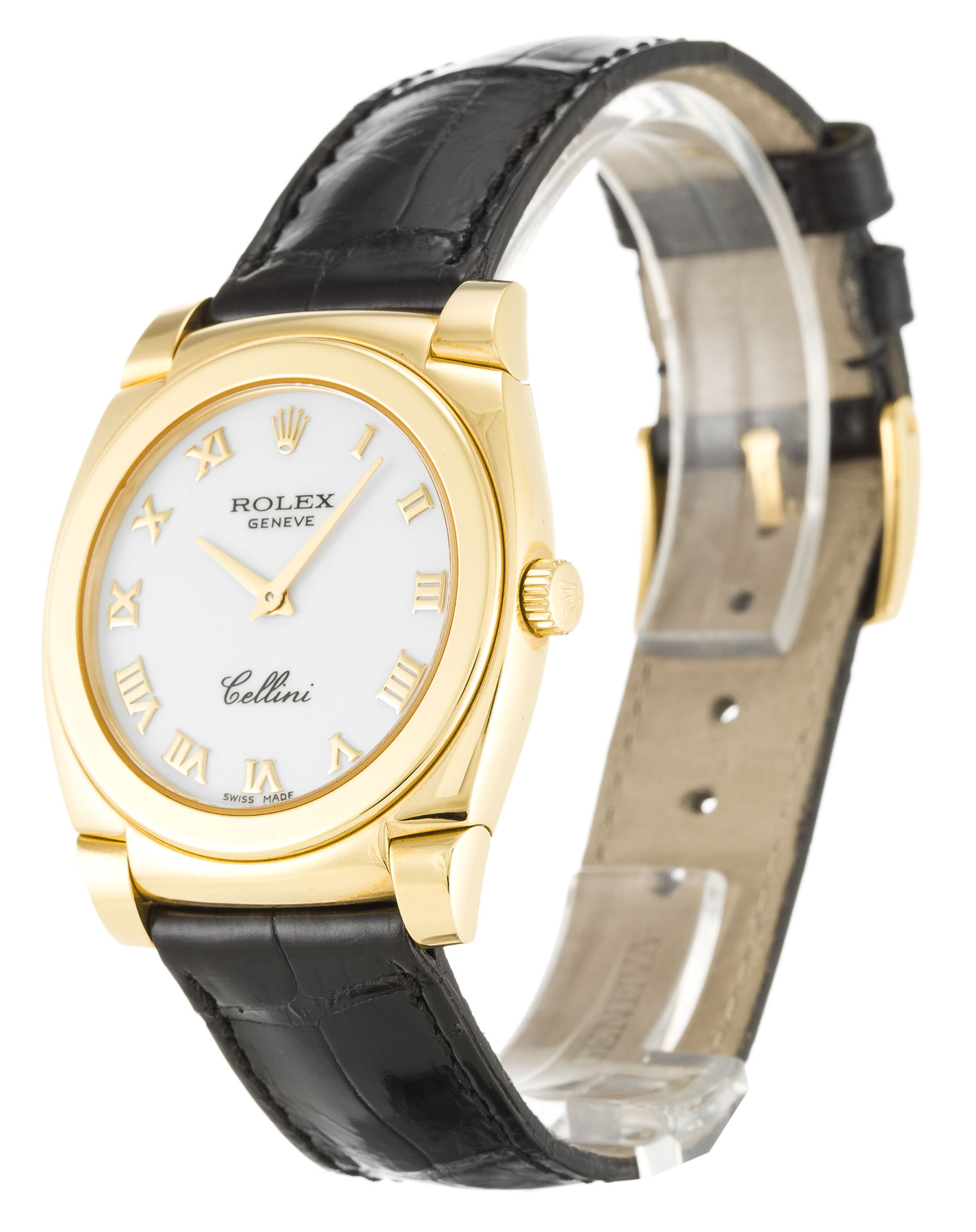 Rolex Cellini 5320/8 Automatic, 32 MM Yellow Gold, White Roman Numeral Dial, Unisex, Crocodile C