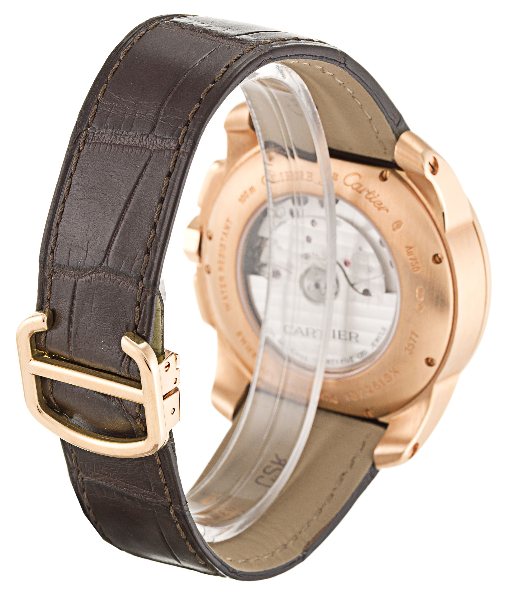 Cartier Calibre de Cartier W7100044 Replica Watch, Automatic, Rose Gold Case, Silver Dial, Mens, 42