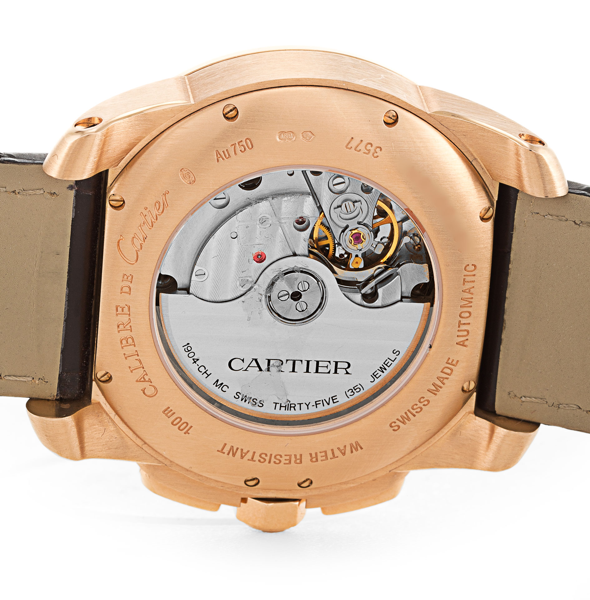Cartier Calibre de Cartier W7100044 Replica Watch, Automatic, Rose Gold Case, Silver Dial, Mens, 42