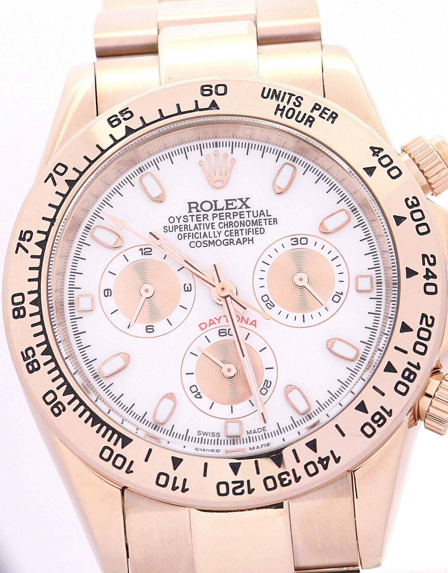 Rolex Daytona 116505 Automatic Mens Replica Watch 40MM Rose Gold Baton Dial Water Resistant