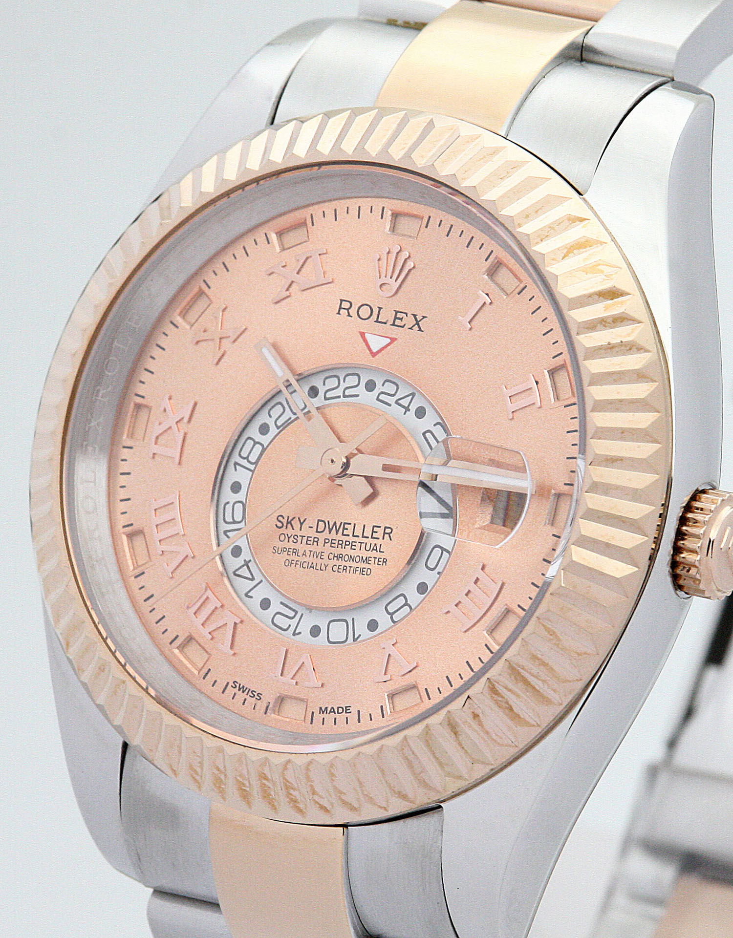 Rolex Sky-Dweller 326938 Automatic Replica Watch, 42MM Rose Gold Case, Champagne Arabic Dial