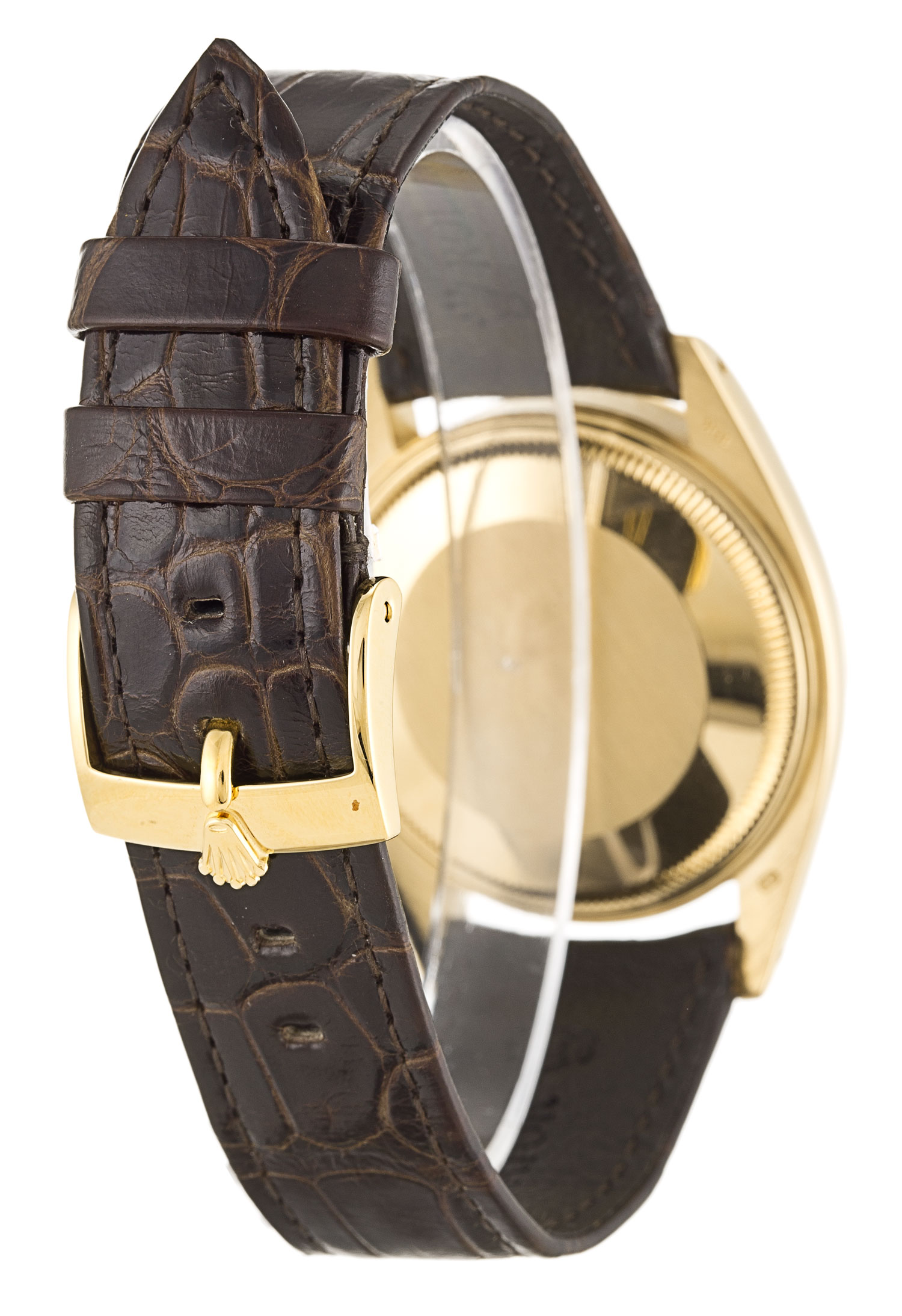 Rolex Oyster Perpetual Date 1503 Mens Automatic Watch, 33mm Yellow Gold Case, Champagne Baton Dial