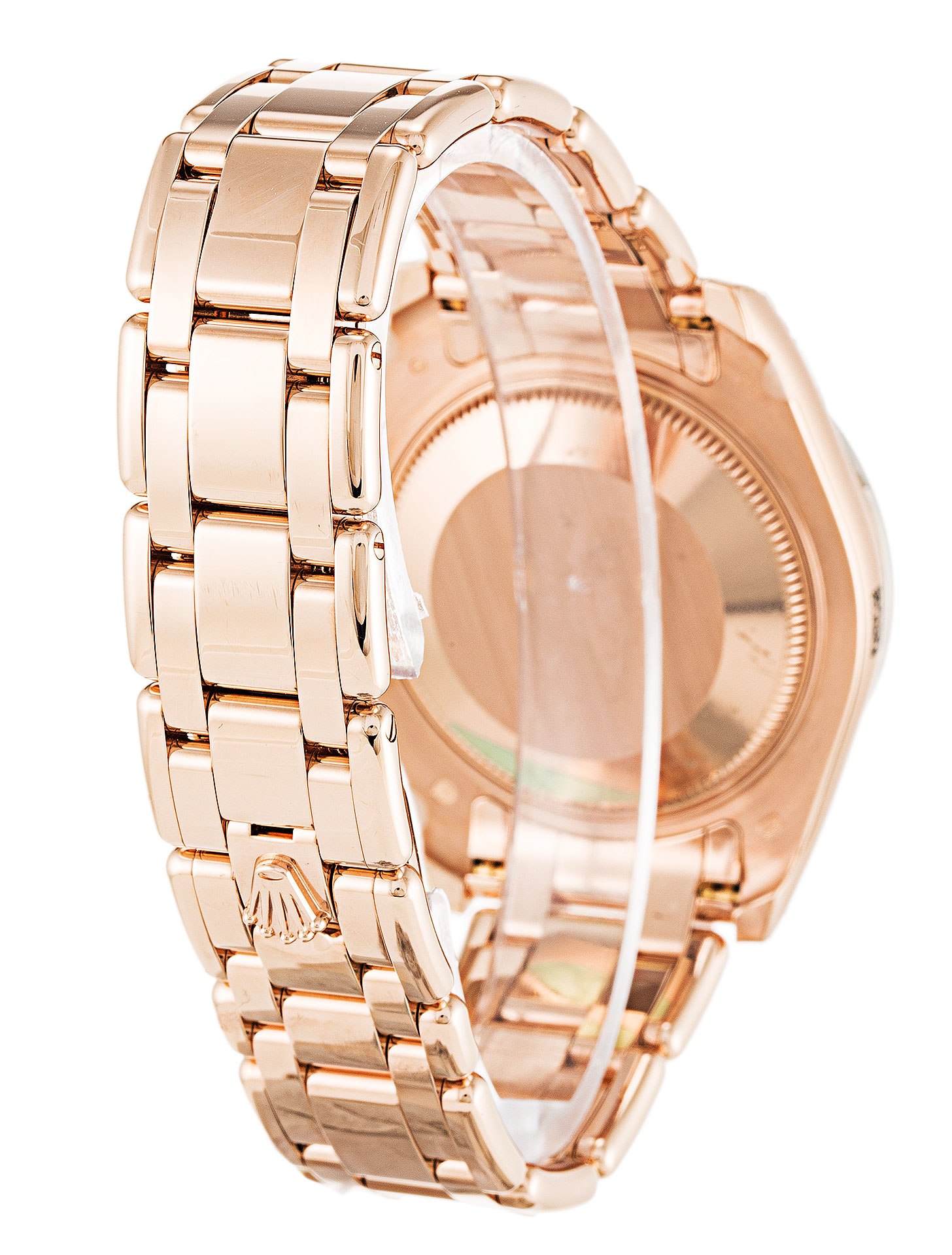 Rolex Pearlmaster 81285 Replica Watch Automatic Ladies 34mm Rose Gold Diamond Set Mother of Pearl
