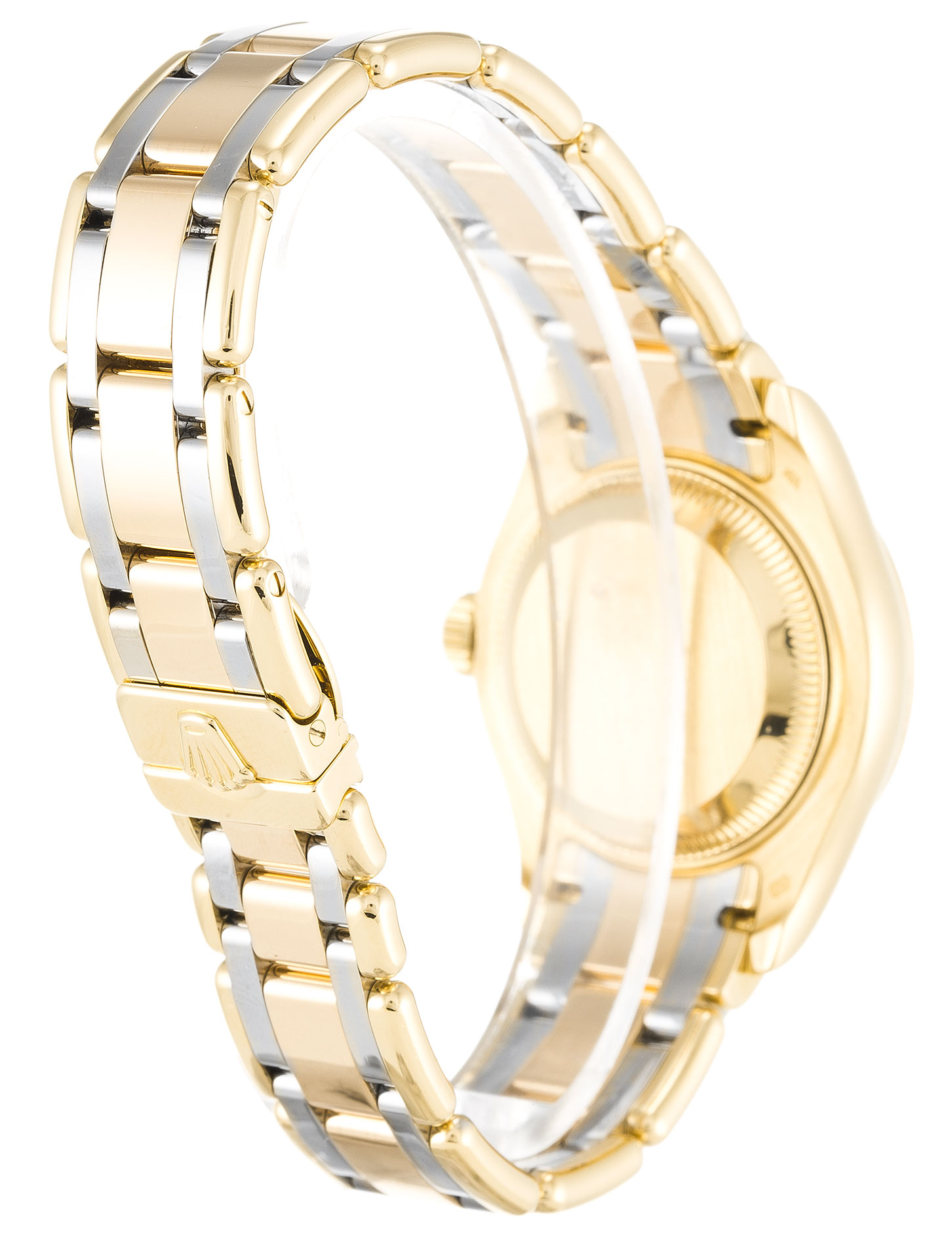 Rolex Pearlmaster 80318 - Ladies Watch - Automatic - 28 MM Yellow Gold Diamonds - Tridor Bracelet