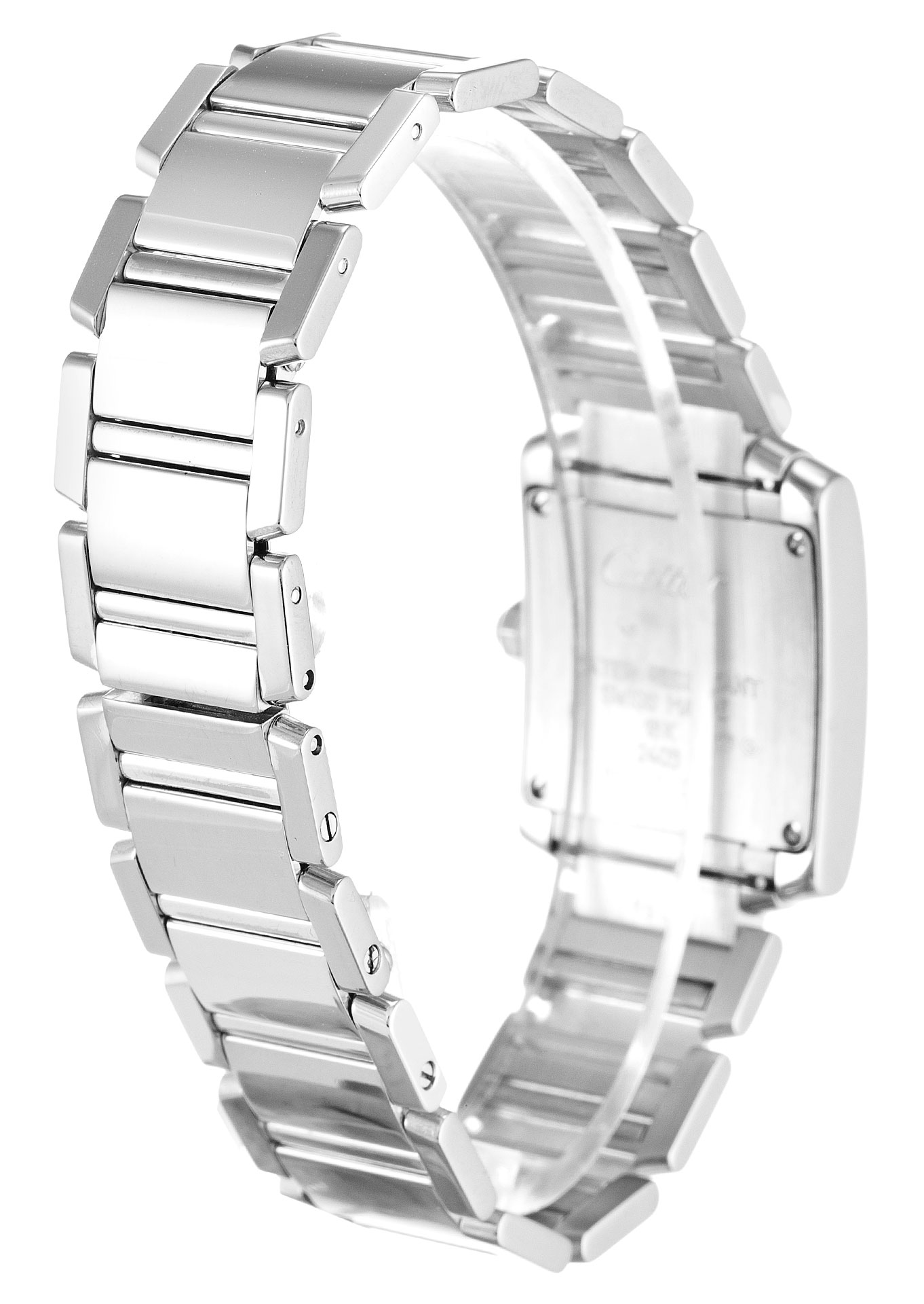 Cartier Tank Francaise WE1002S3, Quartz, 25mm White Gold, Diamonds, Roman Numeral Dial, Replica