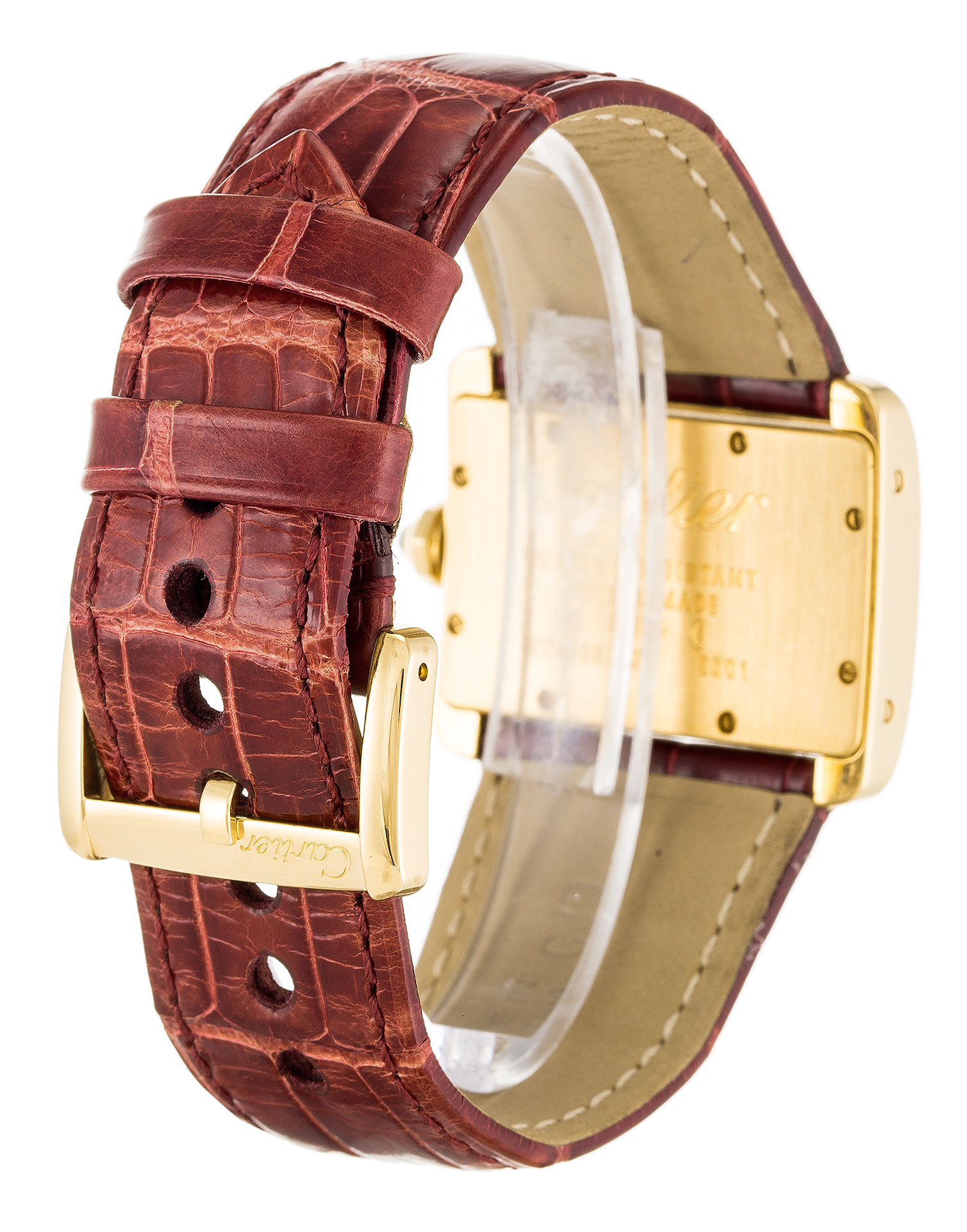 Cartier Tank Divan W6300356 - Replica Watch - Ladies - Quartz - 32mm Yellow Gold - Leather Brown