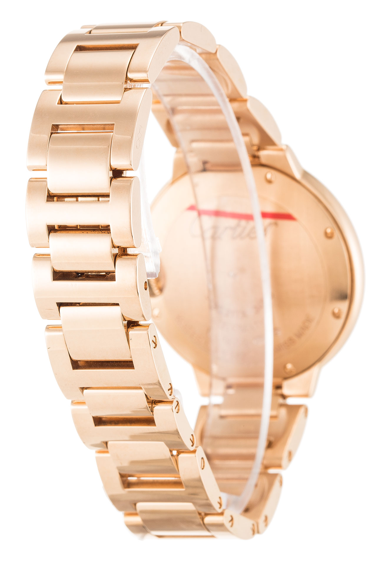 Cartier Ballon Bleu WE902034 - Automatic - 33 MM Rose Gold - Diamond Set - Silver Roman Numeral