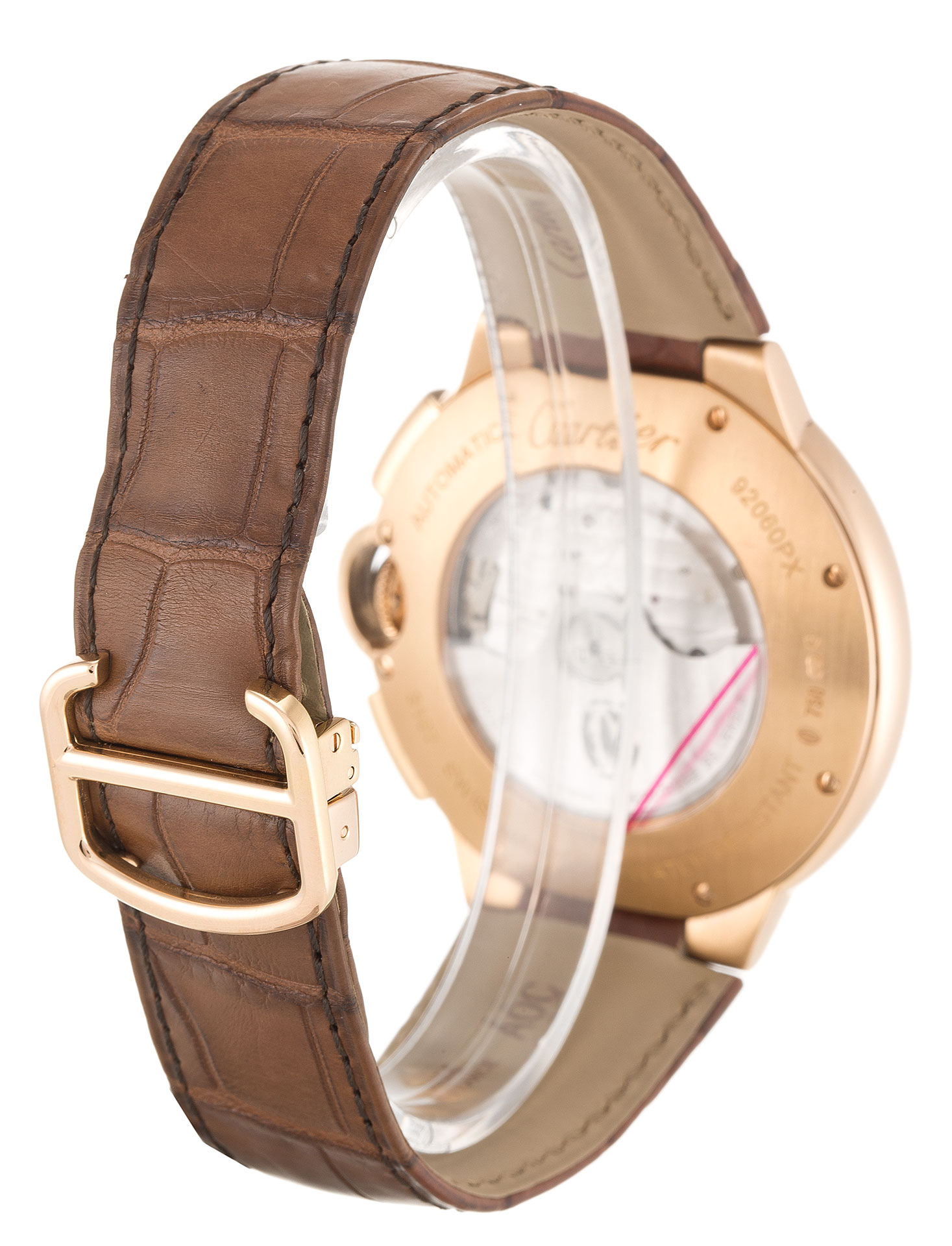 Cartier Ballon Bleu W6920009 Replica Watch, Automatic, 47MM Rose Gold Case, Alligator Brown Strap
