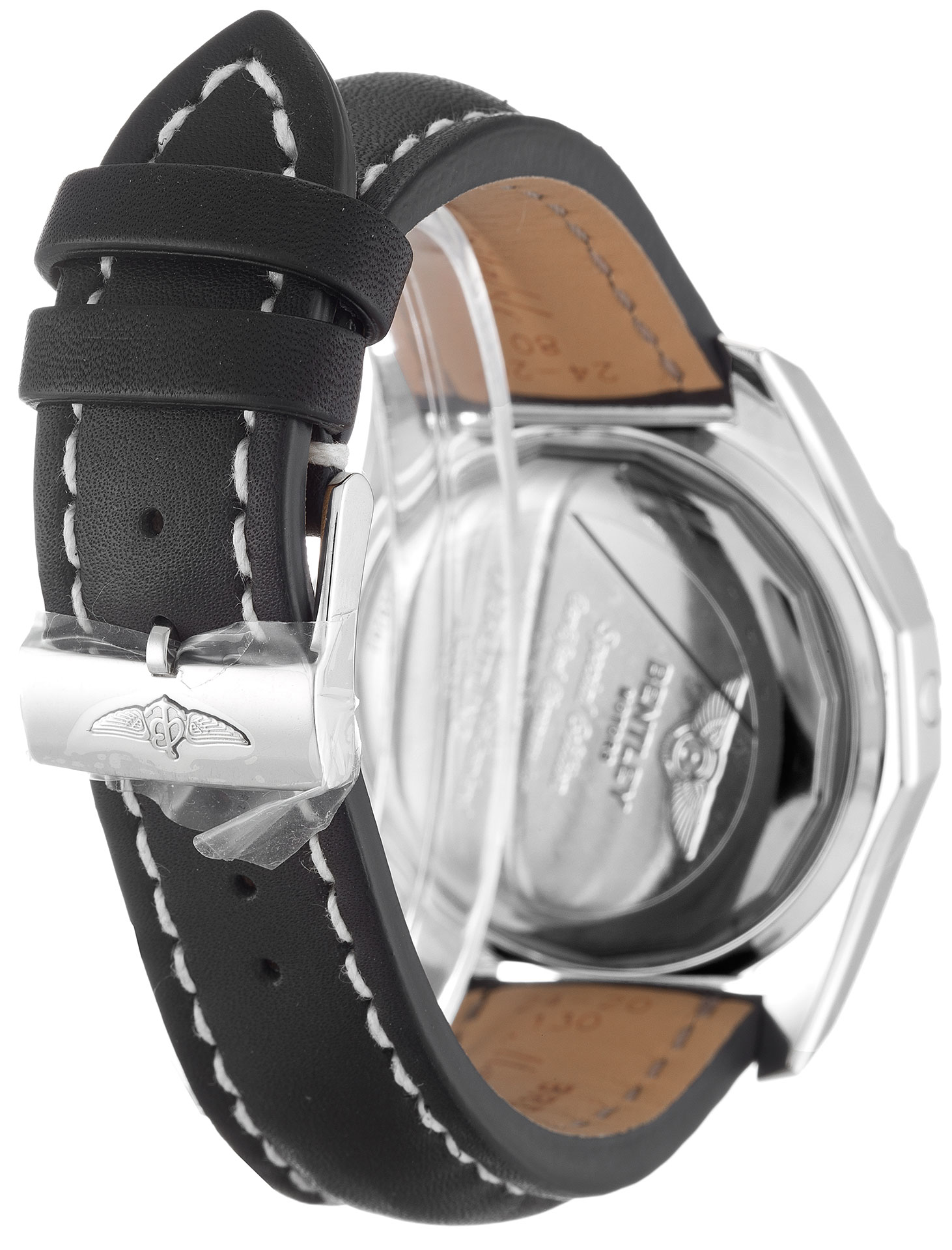 Breitling Bentley Motors A25362 Mens Quartz Watch, 48.8mm Steel Case, Black Baton Dial, Leather