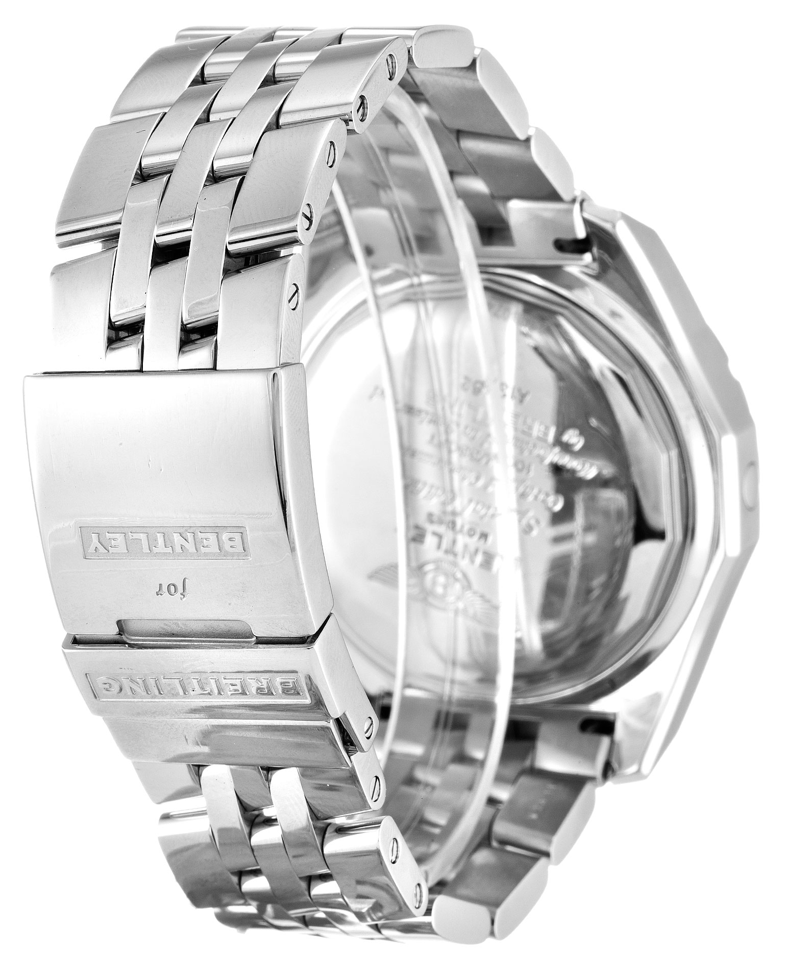 Breitling Bentley GT A13362 Mens Quartz Watch, 44.8mm Steel Case, Silver Baton Dial
