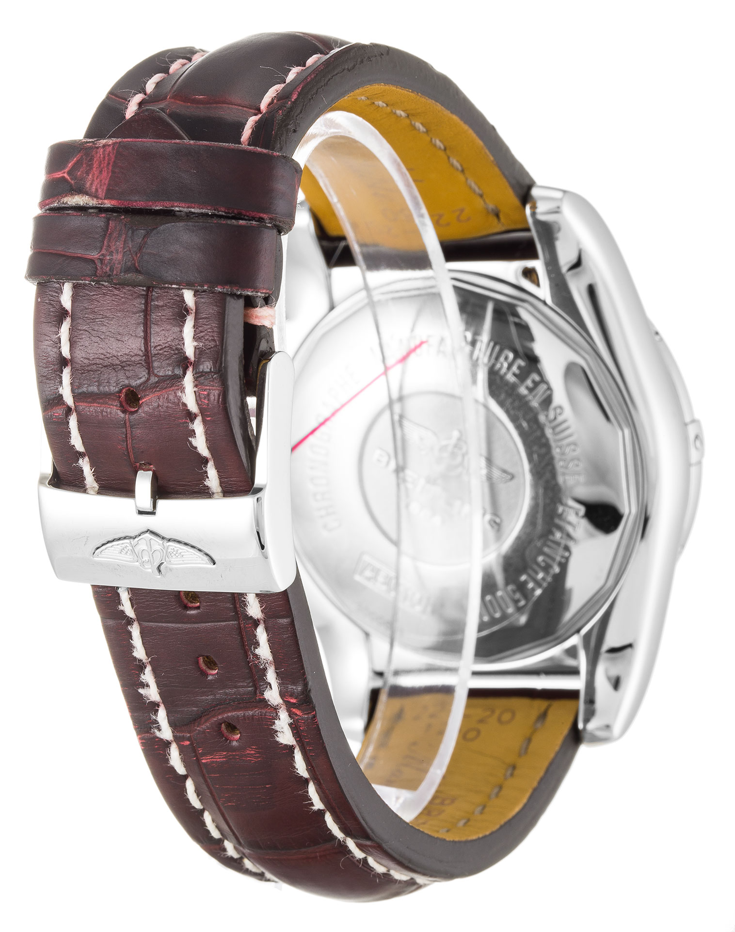 Breitling Chronomat 44 AB0110 Replica Watch, Quartz Movement, Steel Case, Burgundy Roman Numeral